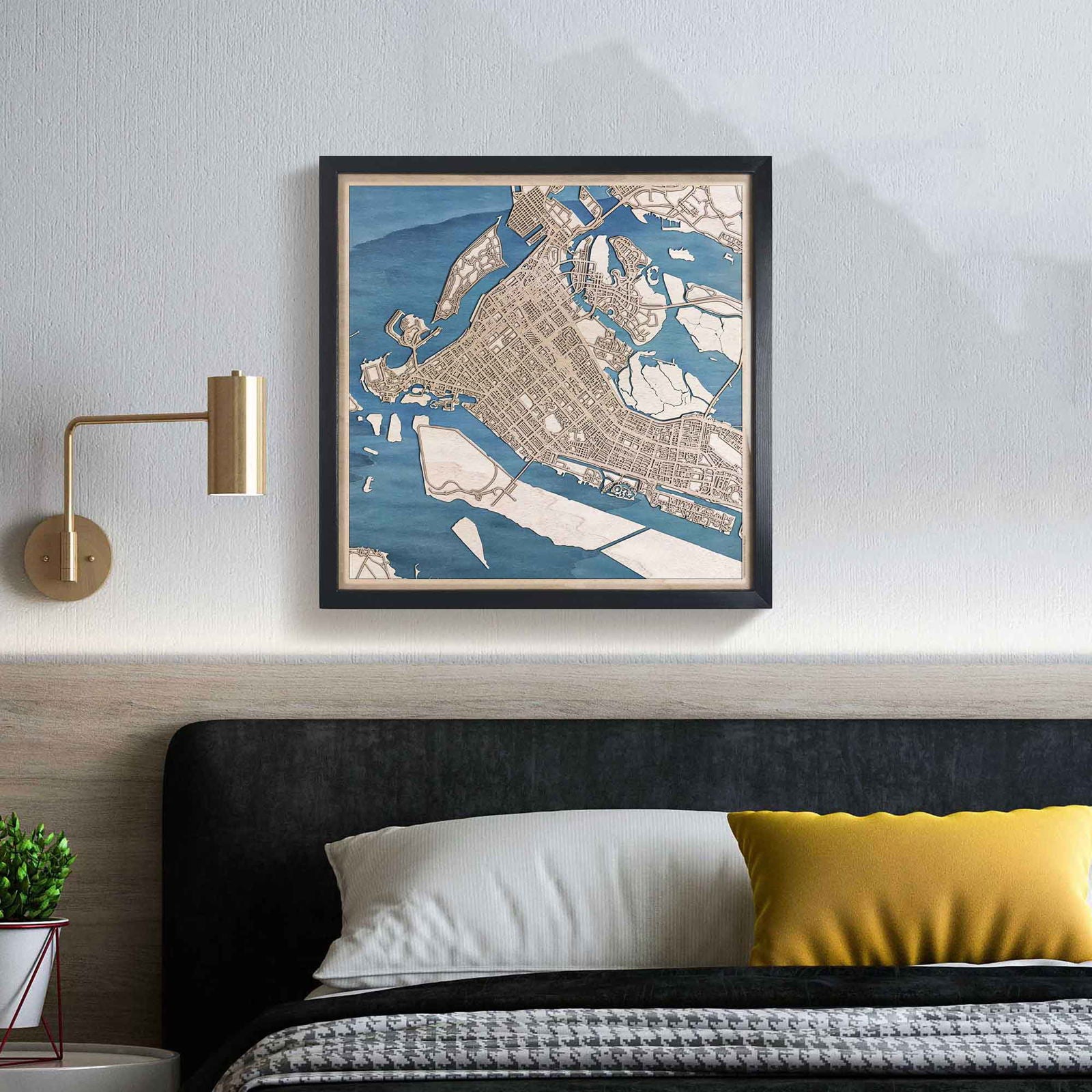 Abu Dhabi Wooden Map by CityWood - Custom Wood Map Art - Unique Laser Cut Engraved - Anniversary Gift