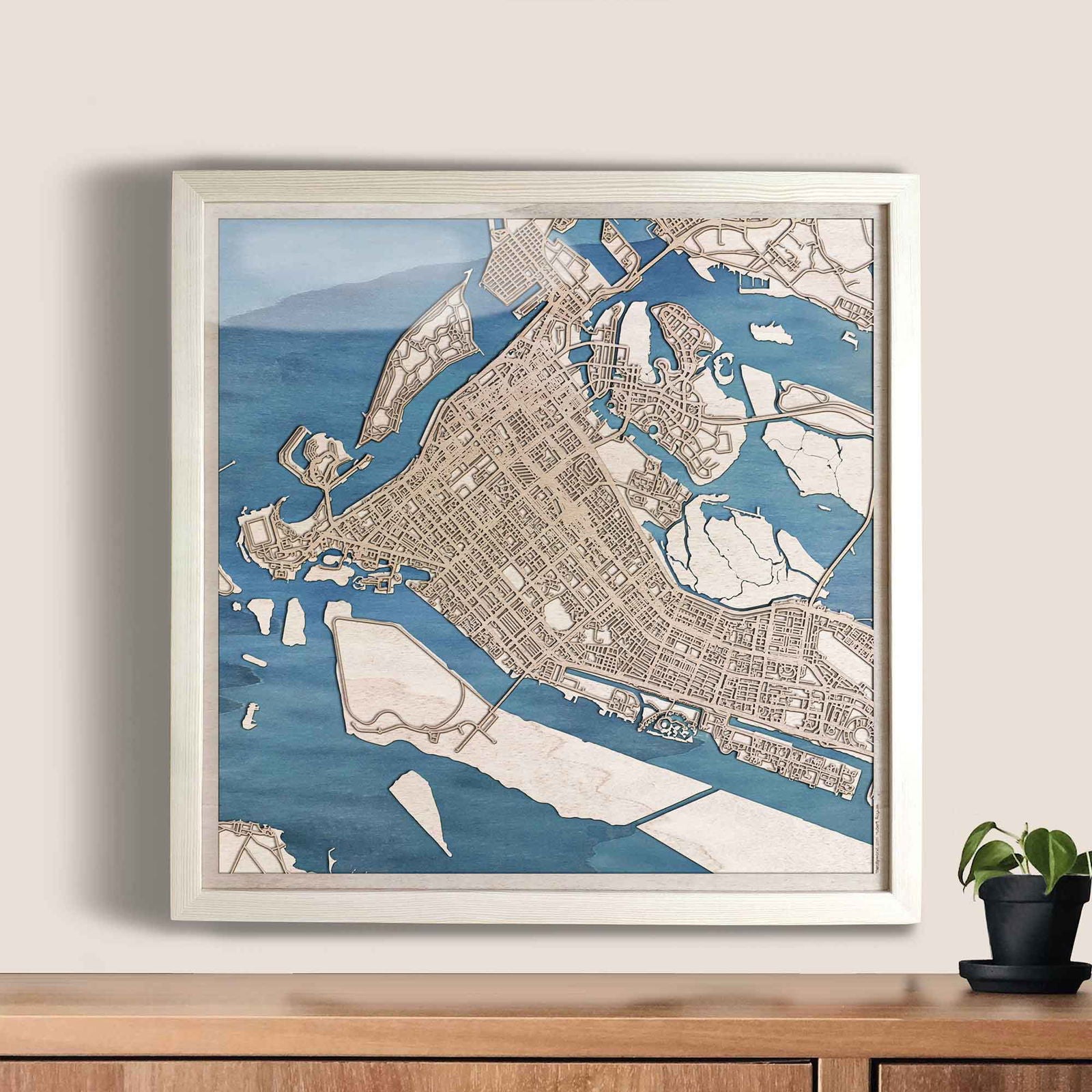 Abu Dhabi Wooden Map by CityWood - Custom Wood Map Art - Unique Laser Cut Engraved - Anniversary Gift