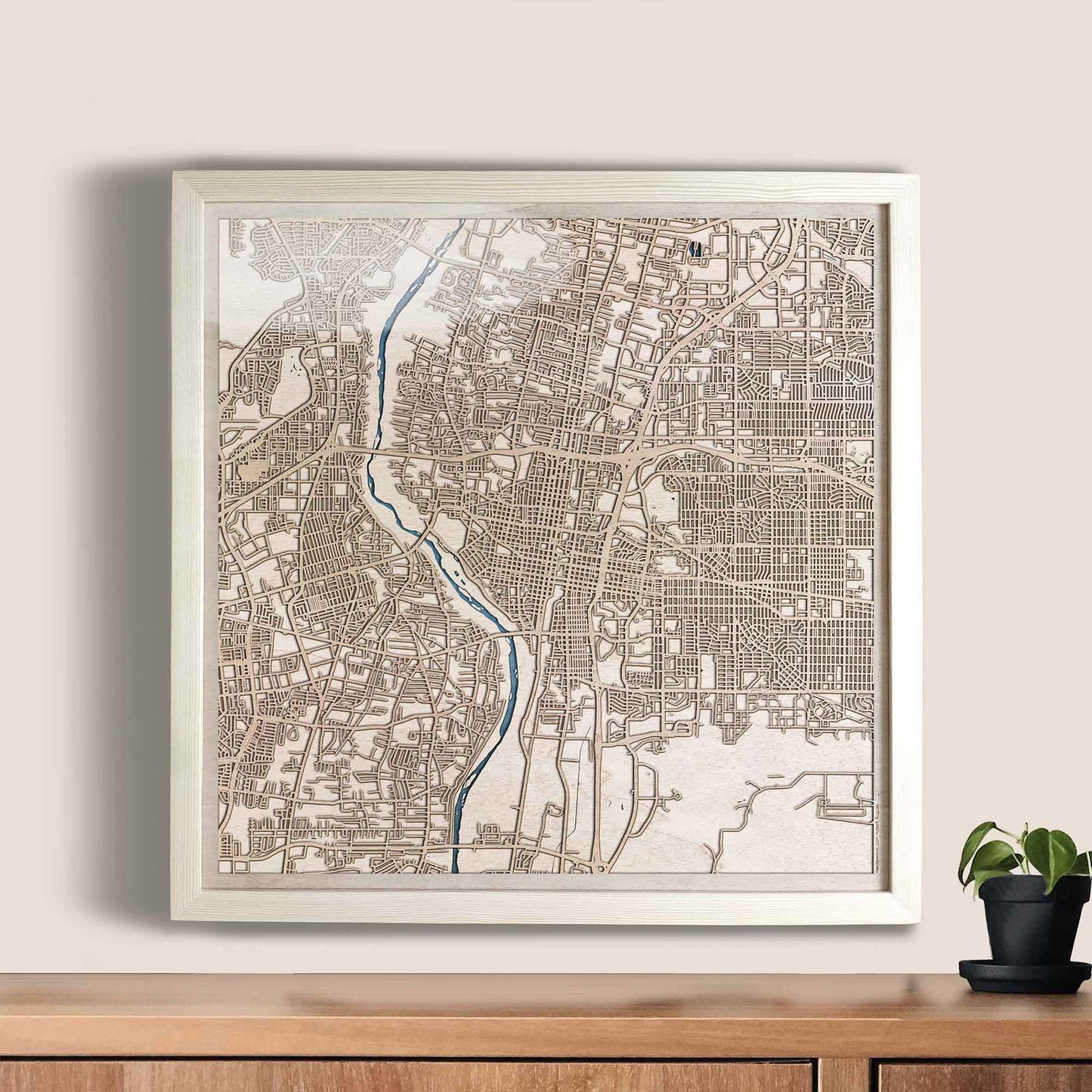 Albuquerque Wooden Map by CityWood - Custom Wood Map Art - Unique Laser Cut Engraved - Anniversary Gift