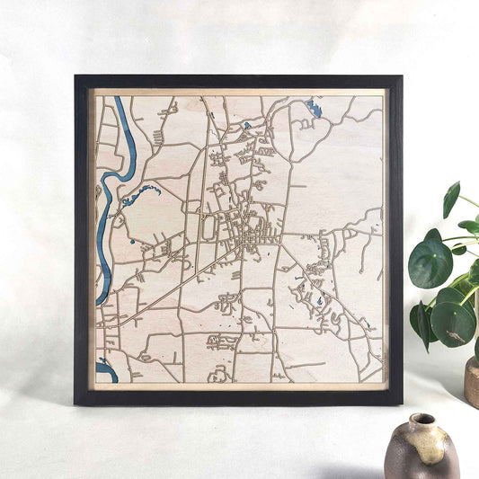 Amherst Wooden Map by CityWood - Custom Wood Map Art - Unique Laser Cut Engraved - Anniversary Gift