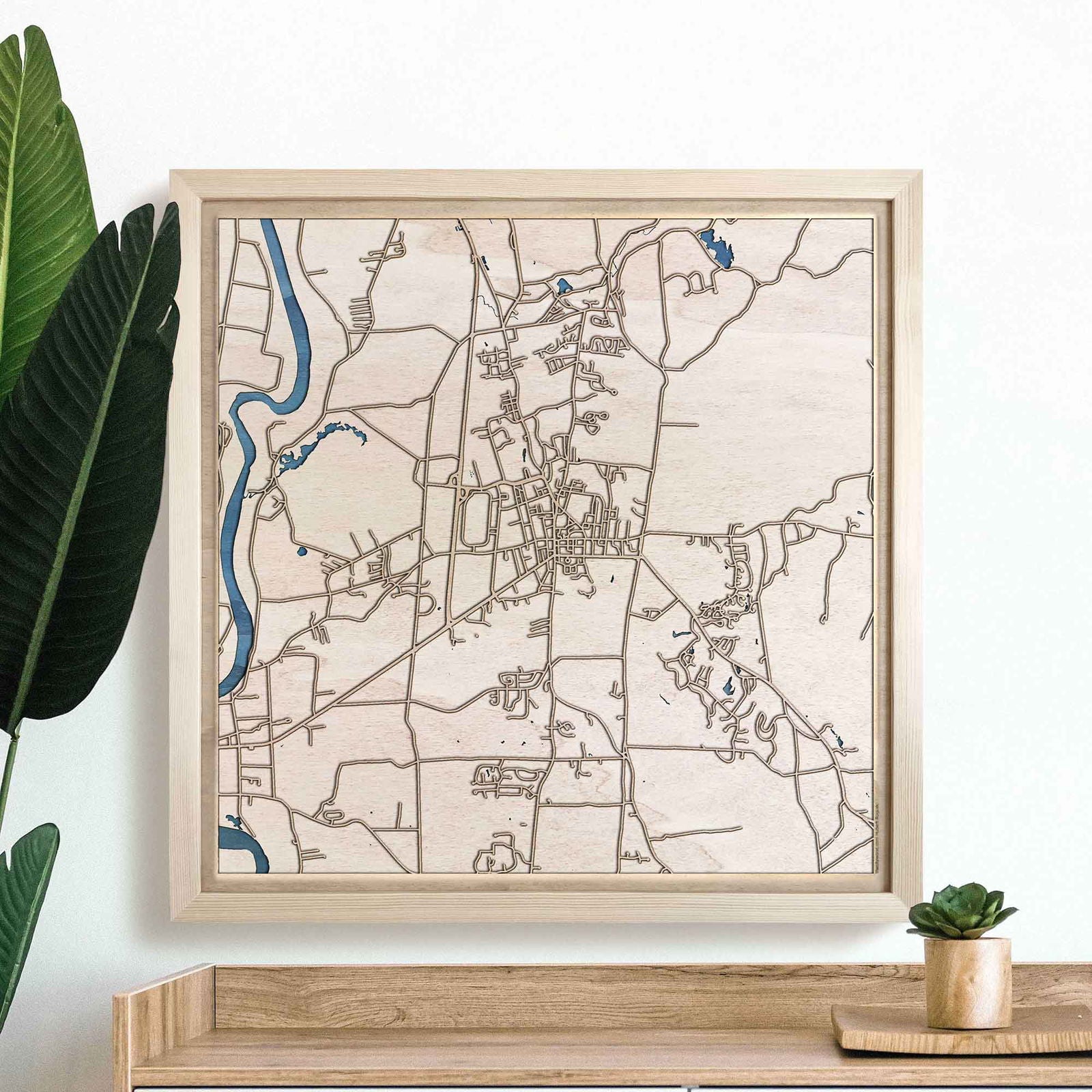 Amherst Wooden Map by CityWood - Custom Wood Map Art - Unique Laser Cut Engraved - Anniversary Gift