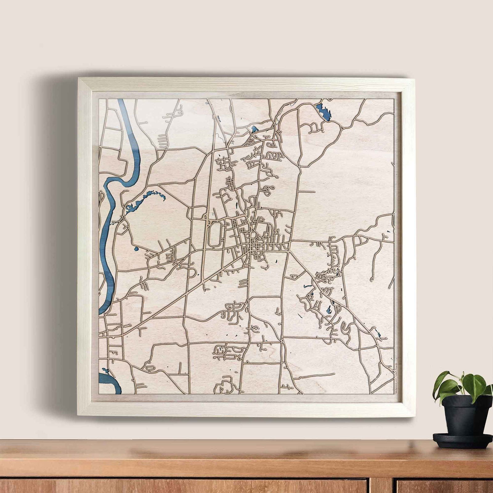 Amherst Wooden Map by CityWood - Custom Wood Map Art - Unique Laser Cut Engraved - Anniversary Gift