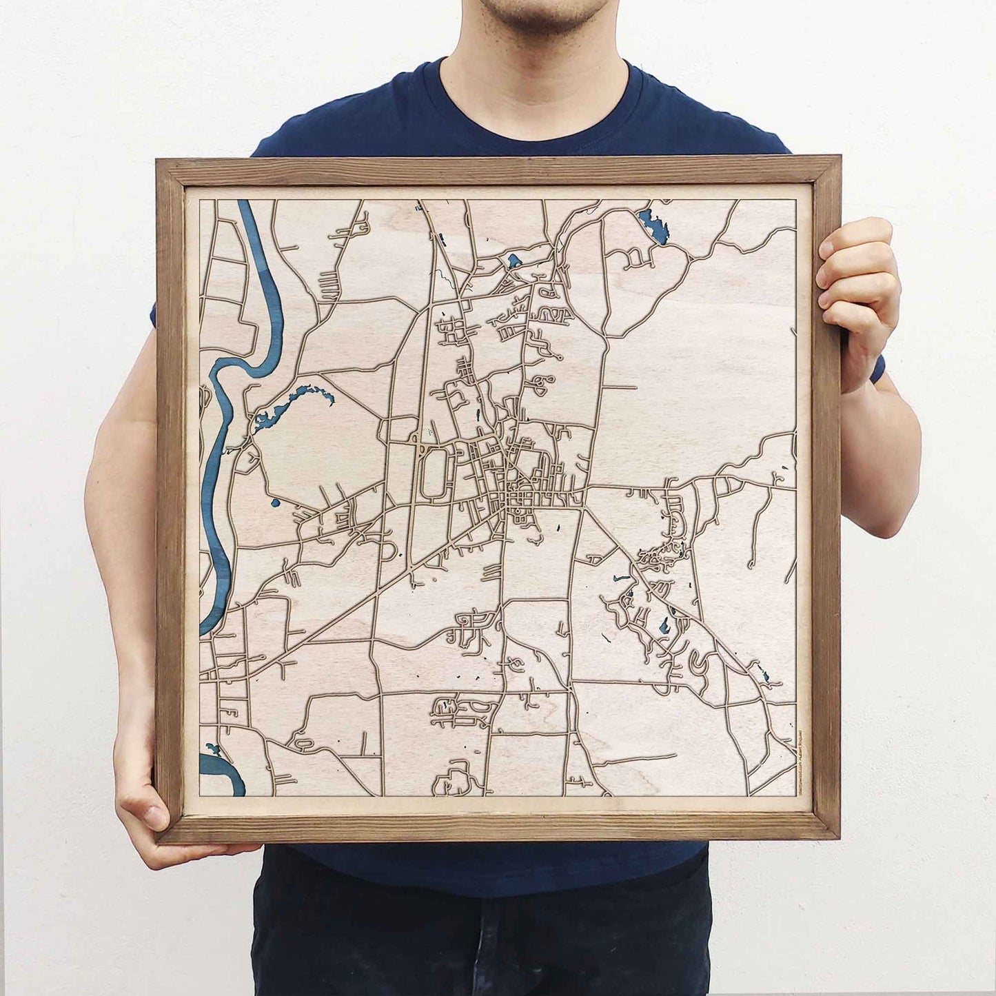 Amherst Wooden Map by CityWood - Custom Wood Map Art - Unique Laser Cut Engraved - Anniversary Gift