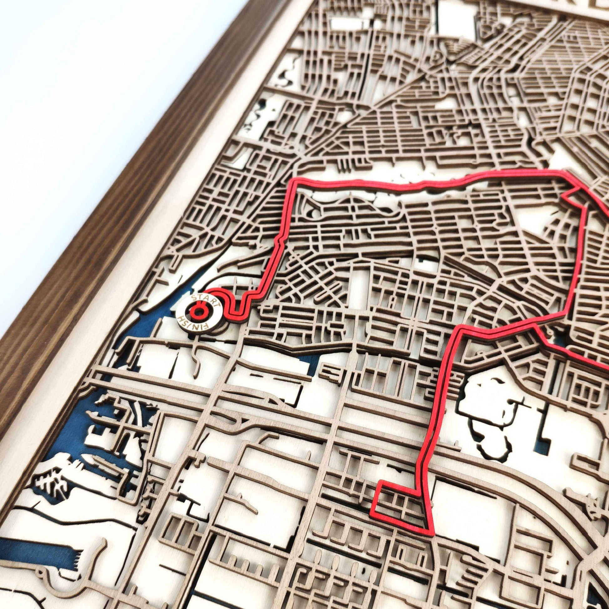 Amsterdam Marathon Laser-Cut Wooden Map – Unique Runner Poster Gift by CityWood - Custom Wood Map Art - Unique Laser Cut Engraved - Anniversary Gift