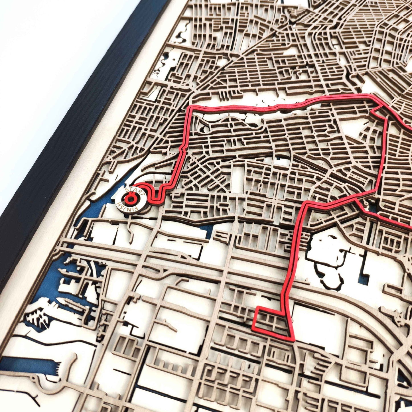 Amsterdam Marathon Course Map - Wall Art Gift by CityWood - Custom Wood Map Art - Unique Laser Cut Engraved - Anniversary Gift