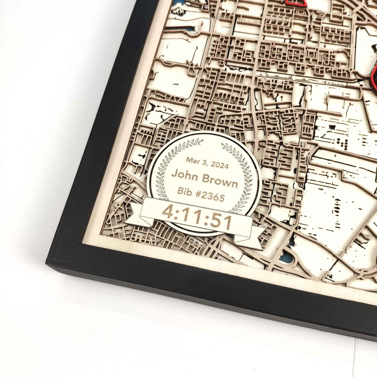 Amsterdam Marathon Course Map - Wall Art Gift by CityWood - Custom Wood Map Art - Unique Laser Cut Engraved - Anniversary Gift