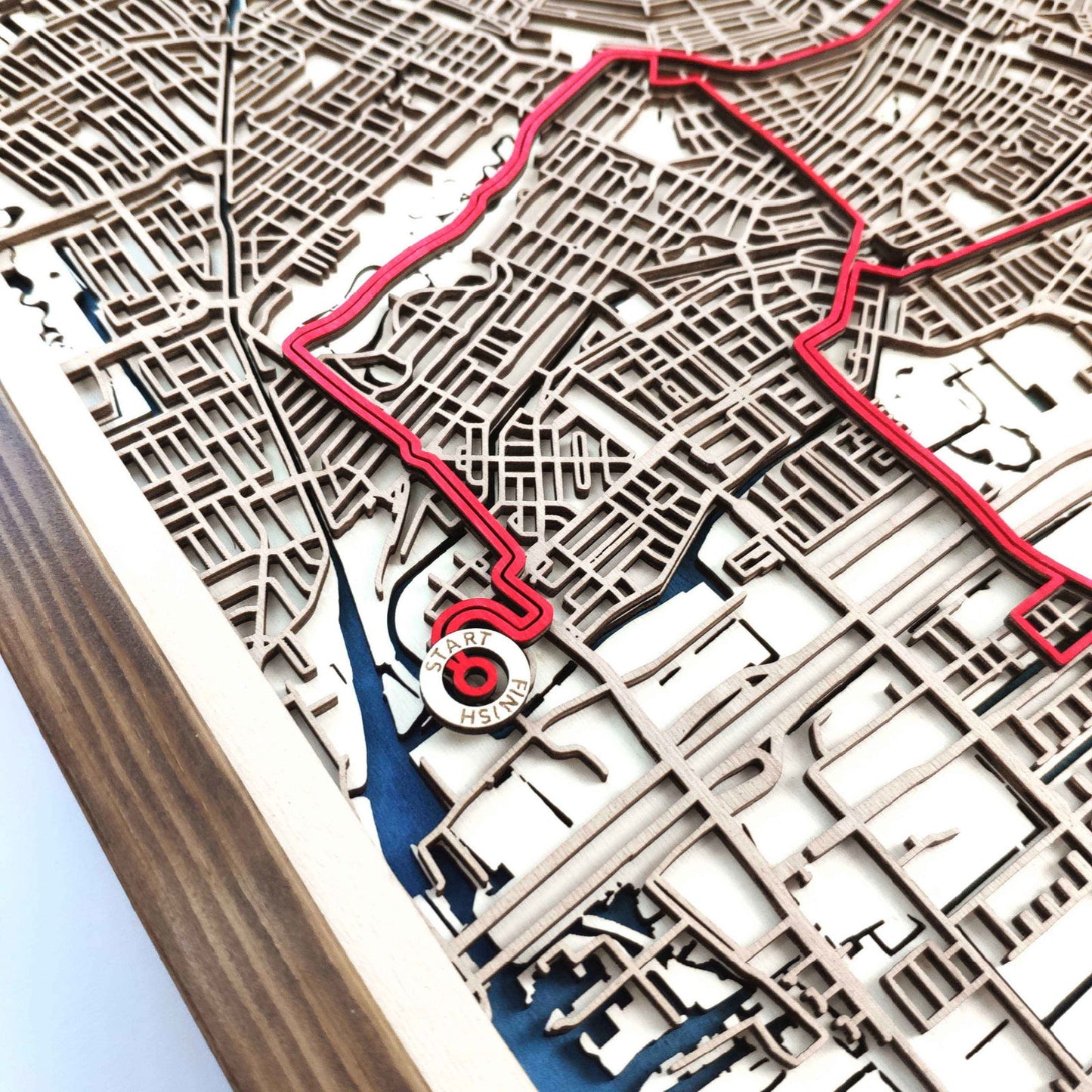 Amsterdam Marathon Laser-Cut Wooden Map – Unique Runner Poster Gift by CityWood - Custom Wood Map Art - Unique Laser Cut Engraved - Anniversary Gift
