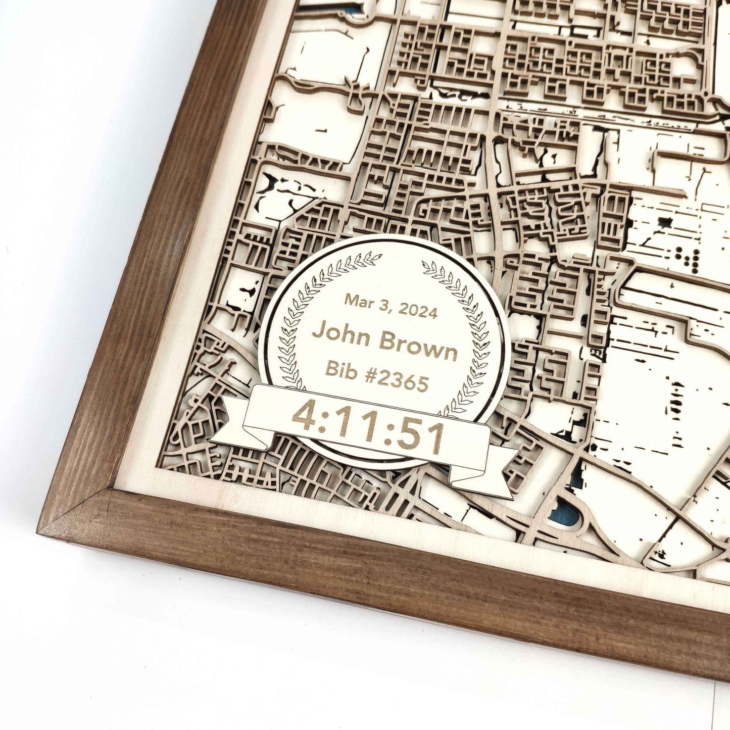 Amsterdam Marathon Laser-Cut Wooden Map – Unique Runner Poster Gift by CityWood - Custom Wood Map Art - Unique Laser Cut Engraved - Anniversary Gift