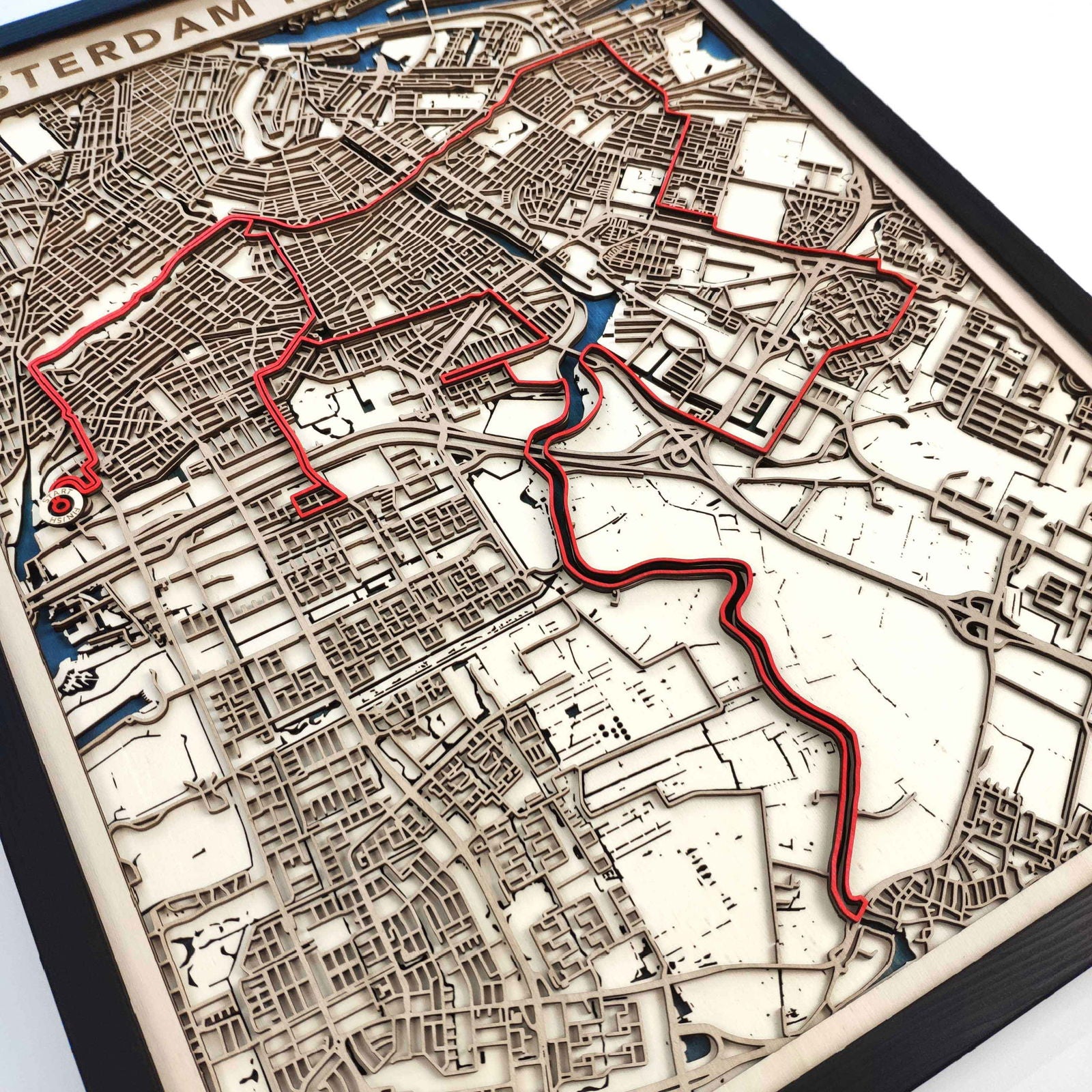 Amsterdam Marathon Wooden Map by CityWood - Custom Wood Map Art - Unique Laser Cut Engraved - Anniversary Gift