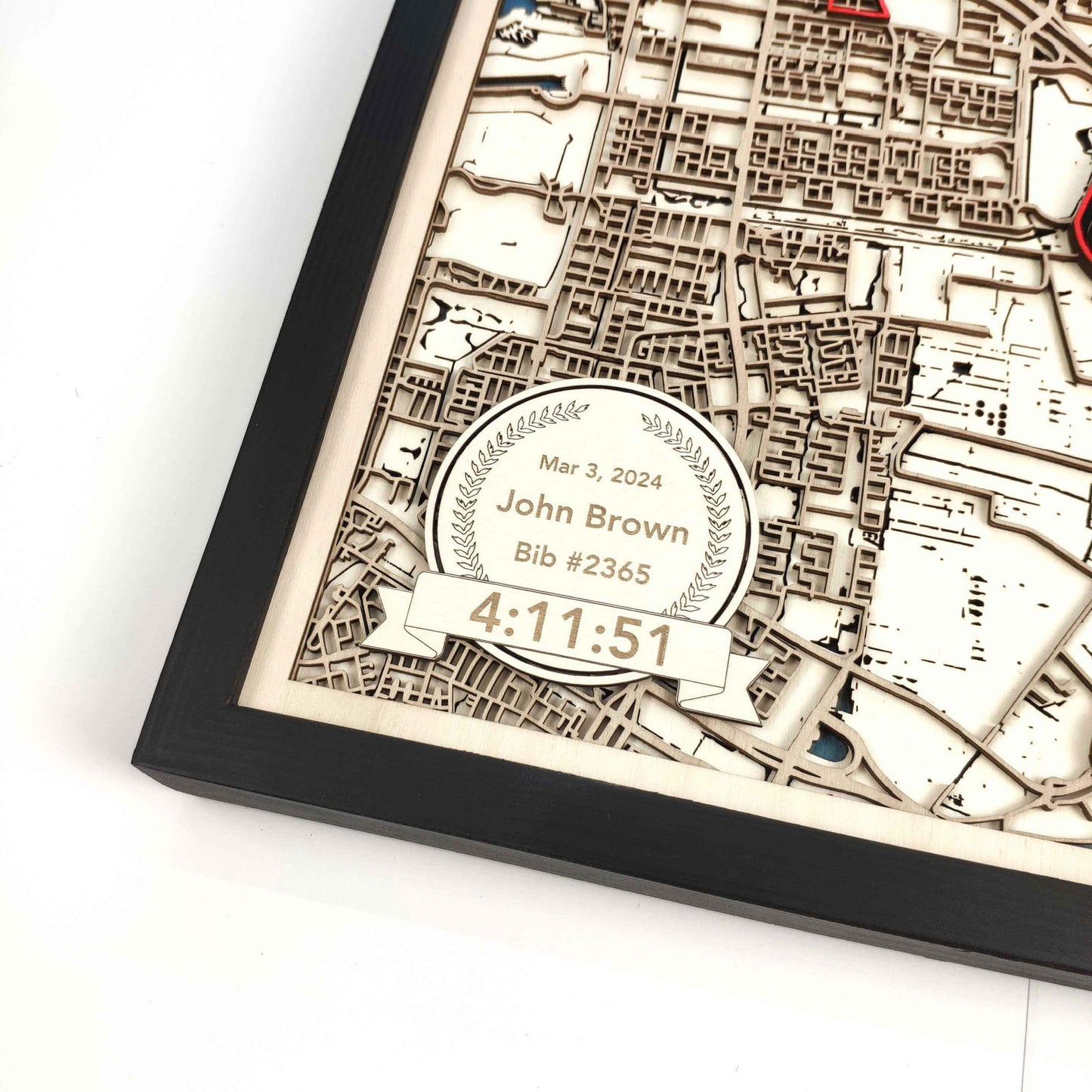 Amsterdam Marathon Wooden Map by CityWood - Custom Wood Map Art - Unique Laser Cut Engraved - Anniversary Gift