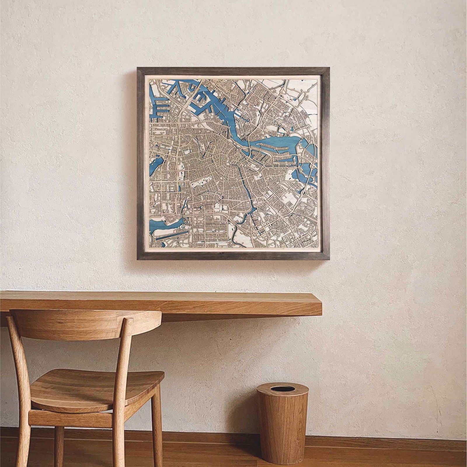 Amsterdam Wooden Map by CityWood - Custom Wood Map Art - Unique Laser Cut Engraved - Anniversary Gift