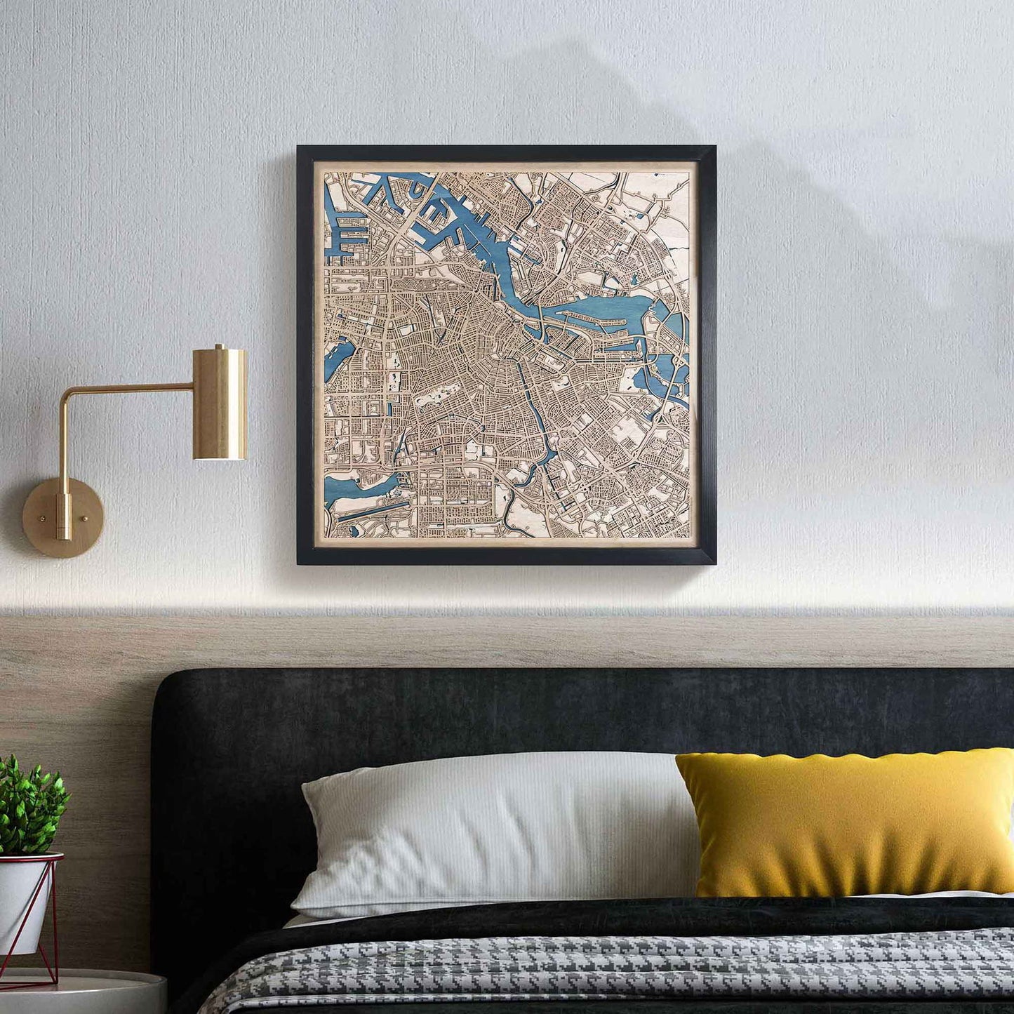 Amsterdam Wooden Map by CityWood - Custom Wood Map Art - Unique Laser Cut Engraved - Anniversary Gift