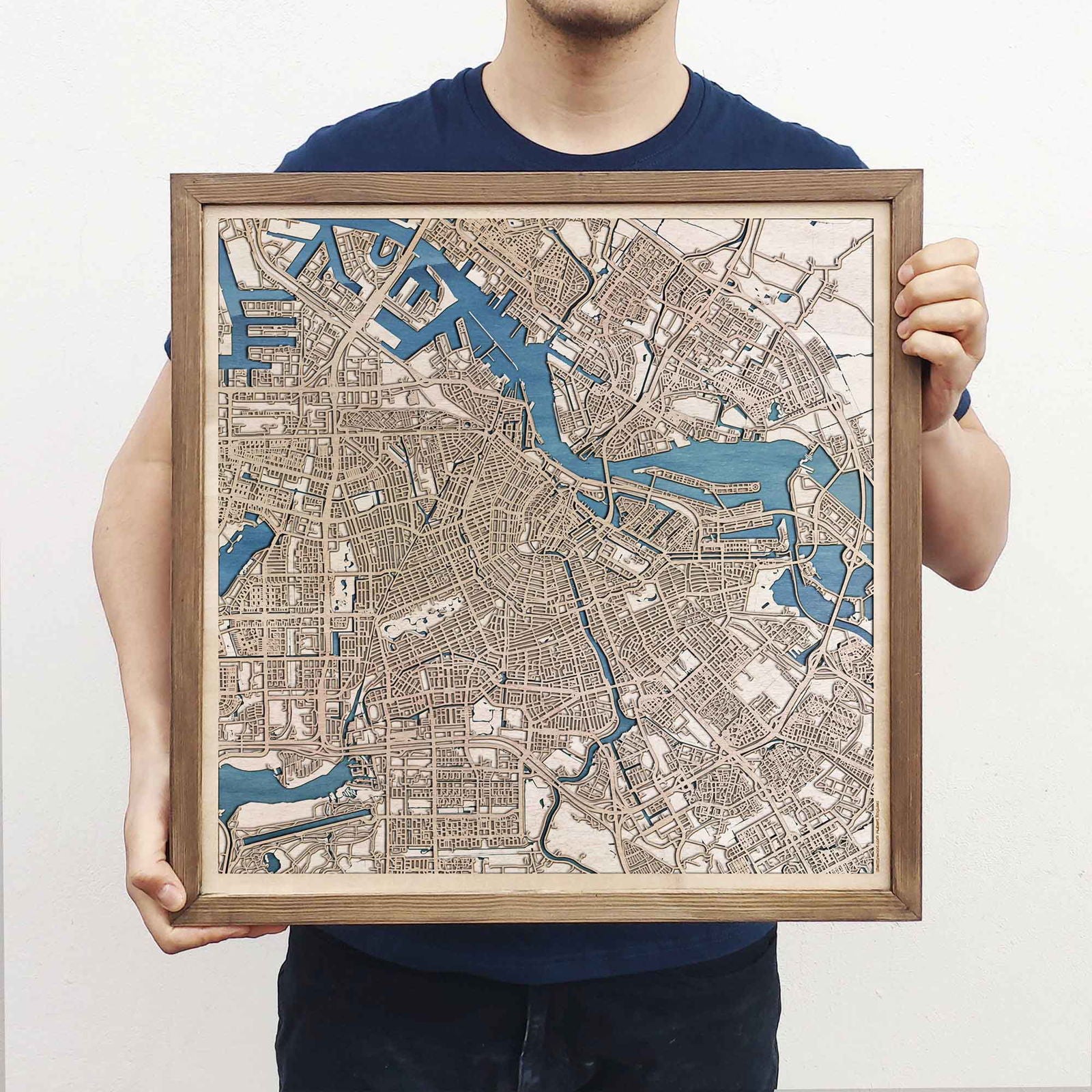 Amsterdam Wooden Map by CityWood - Custom Wood Map Art - Unique Laser Cut Engraved - Anniversary Gift