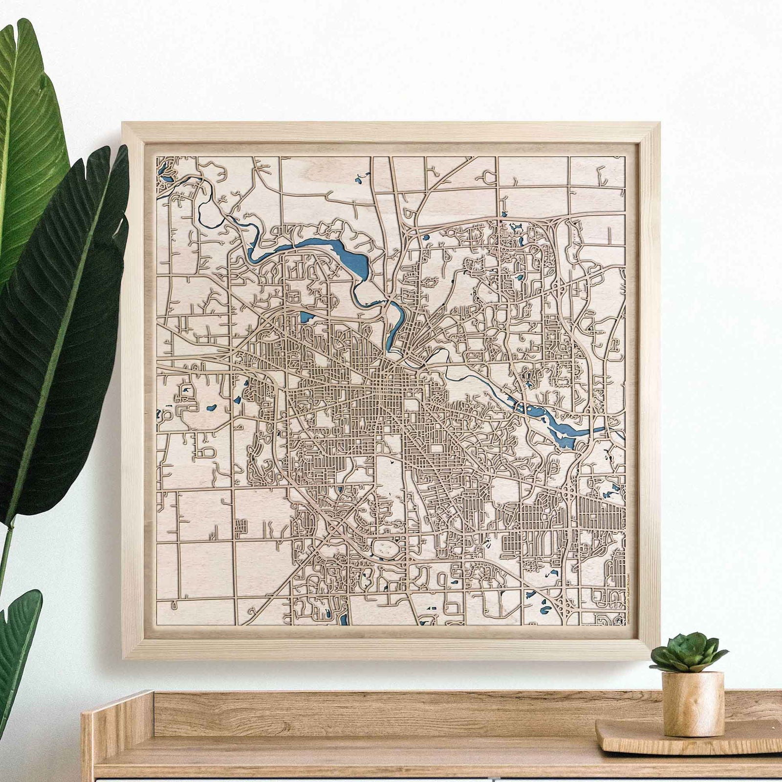 Ann Arbor Wooden Map by CityWood - Custom Wood Map Art - Unique Laser Cut Engraved - Anniversary Gift