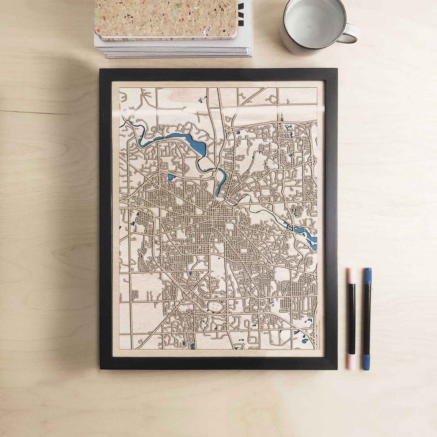 Ann Arbor Wooden Map by CityWood - Custom Wood Map Art - Unique Laser Cut Engraved - Anniversary Gift