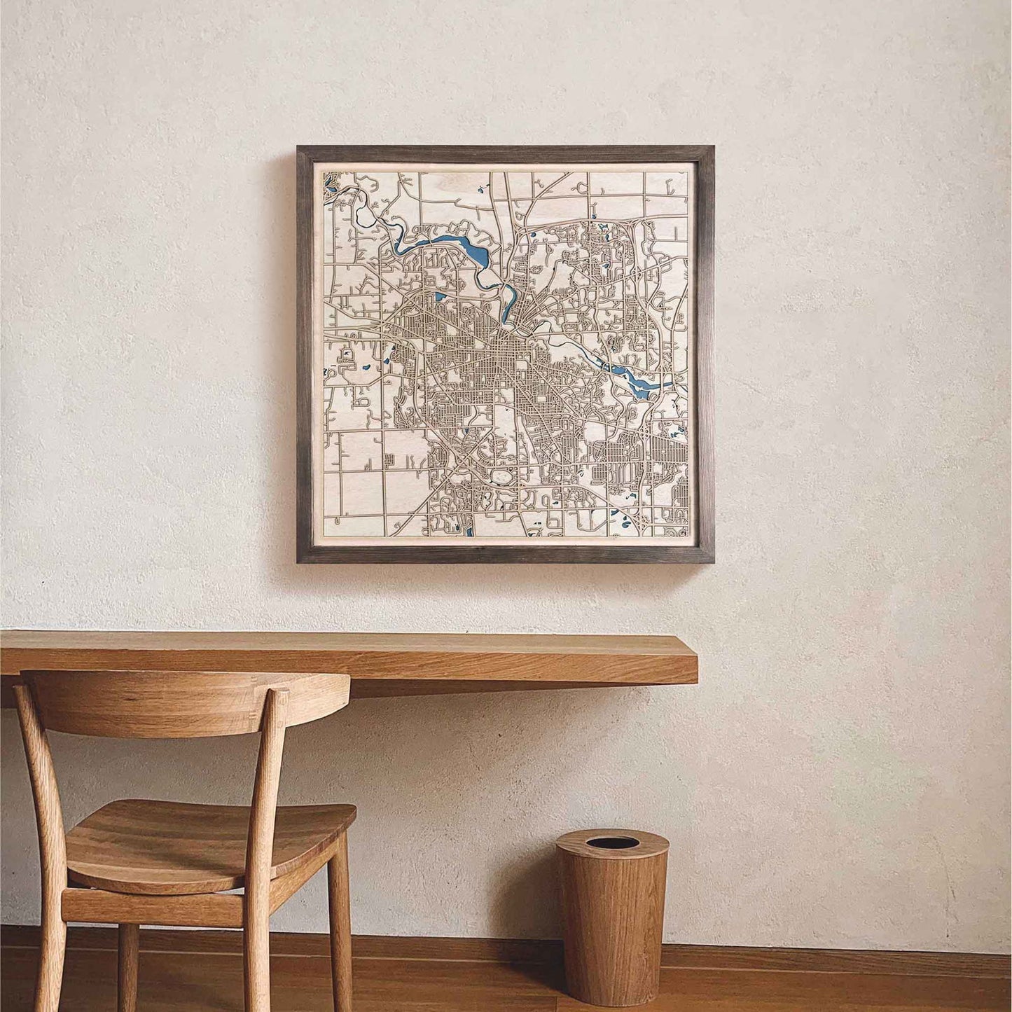 Ann Arbor Wooden Map by CityWood - Custom Wood Map Art - Unique Laser Cut Engraved - Anniversary Gift