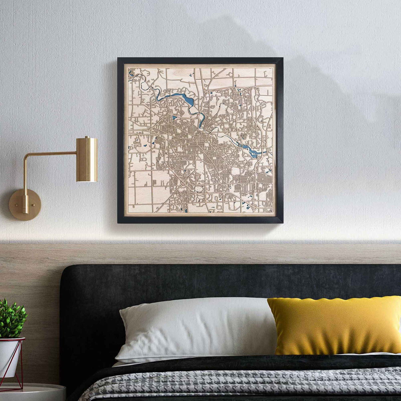 Ann Arbor Wooden Map by CityWood - Custom Wood Map Art - Unique Laser Cut Engraved - Anniversary Gift