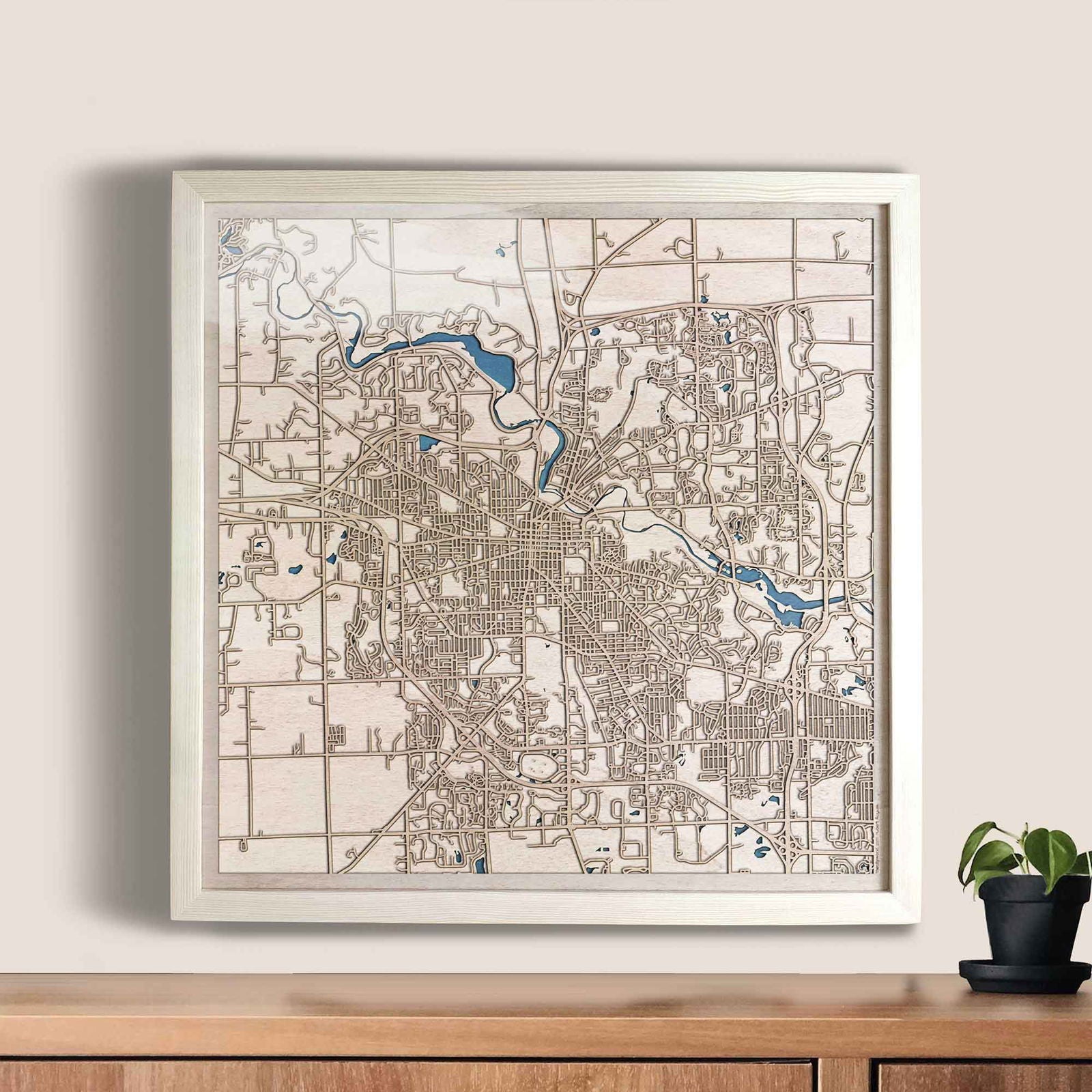 Ann Arbor Wooden Map by CityWood - Custom Wood Map Art - Unique Laser Cut Engraved - Anniversary Gift