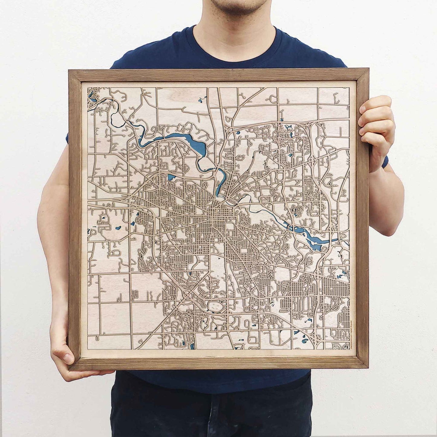 Ann Arbor Wooden Map by CityWood - Custom Wood Map Art - Unique Laser Cut Engraved - Anniversary Gift