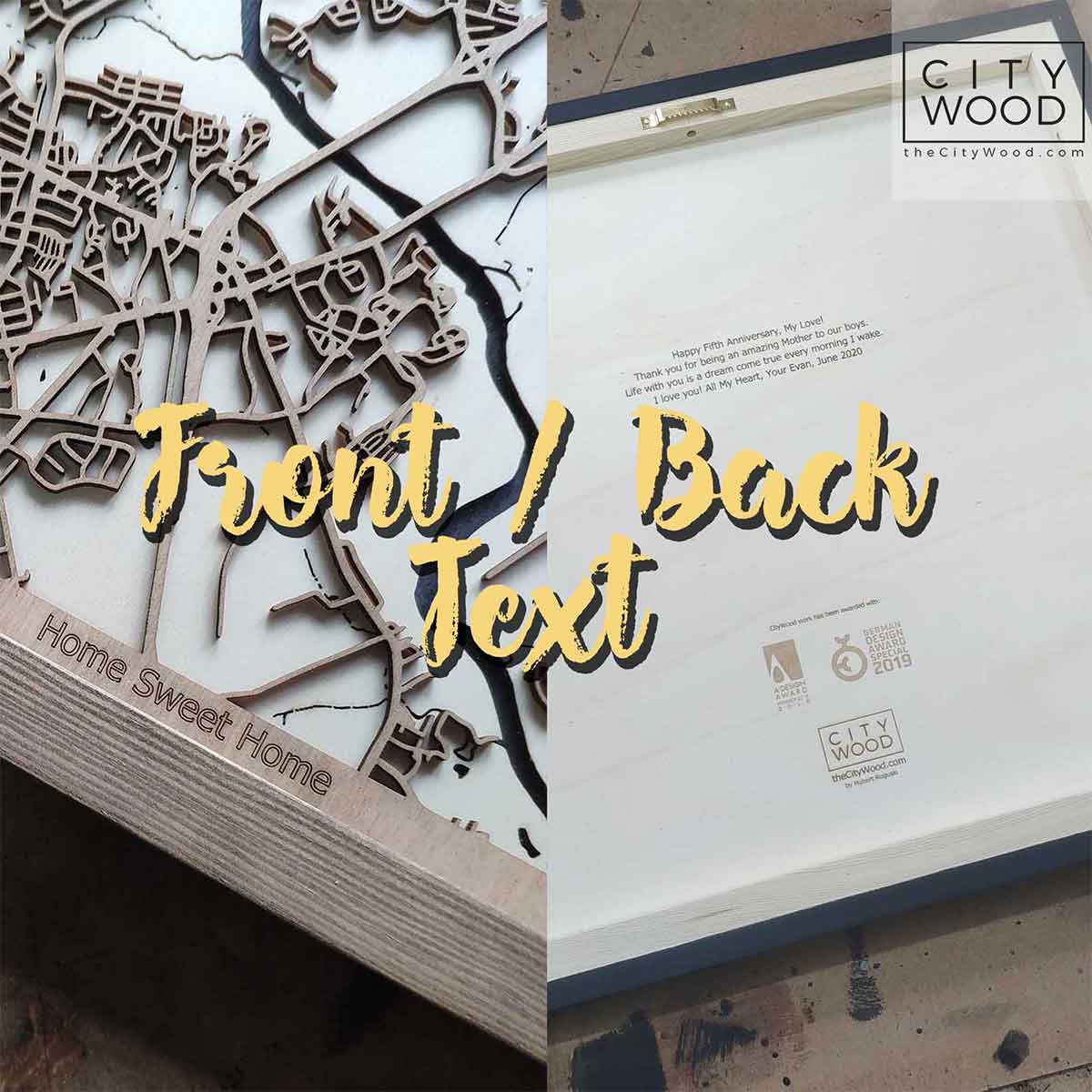 Handcrafted wood anniversary map, a gift for the city that matters most
