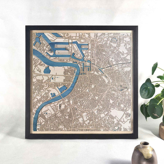 Antwerp Wooden Map by CityWood - Custom Wood Map Art - Unique Laser Cut Engraved - Anniversary Gift