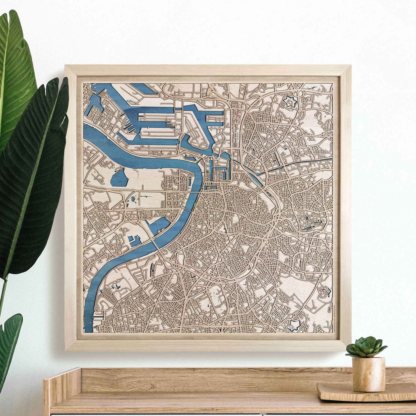 Antwerp Wooden Map by CityWood - Custom Wood Map Art - Unique Laser Cut Engraved - Anniversary Gift