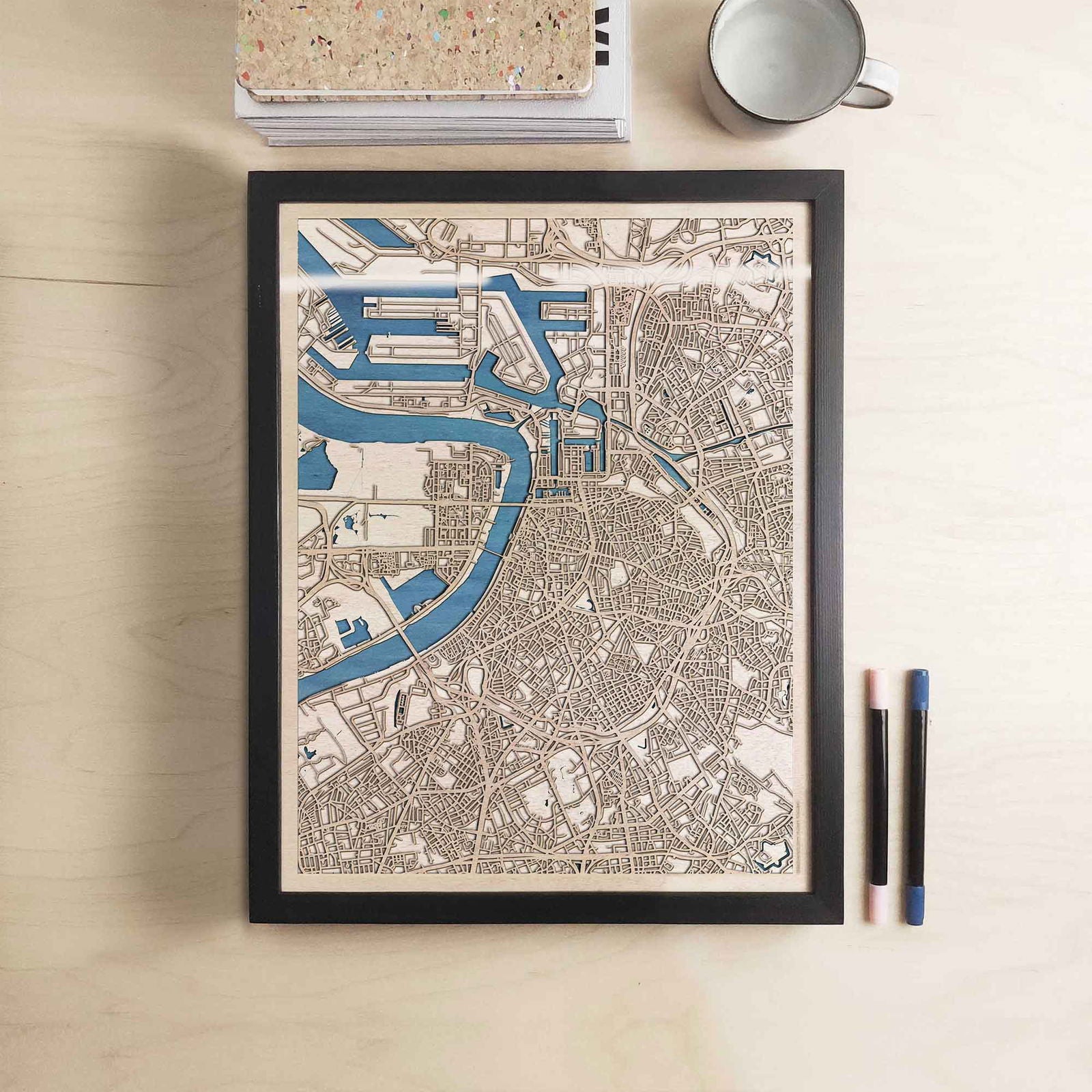 Antwerp Wooden Map by CityWood - Custom Wood Map Art - Unique Laser Cut Engraved - Anniversary Gift