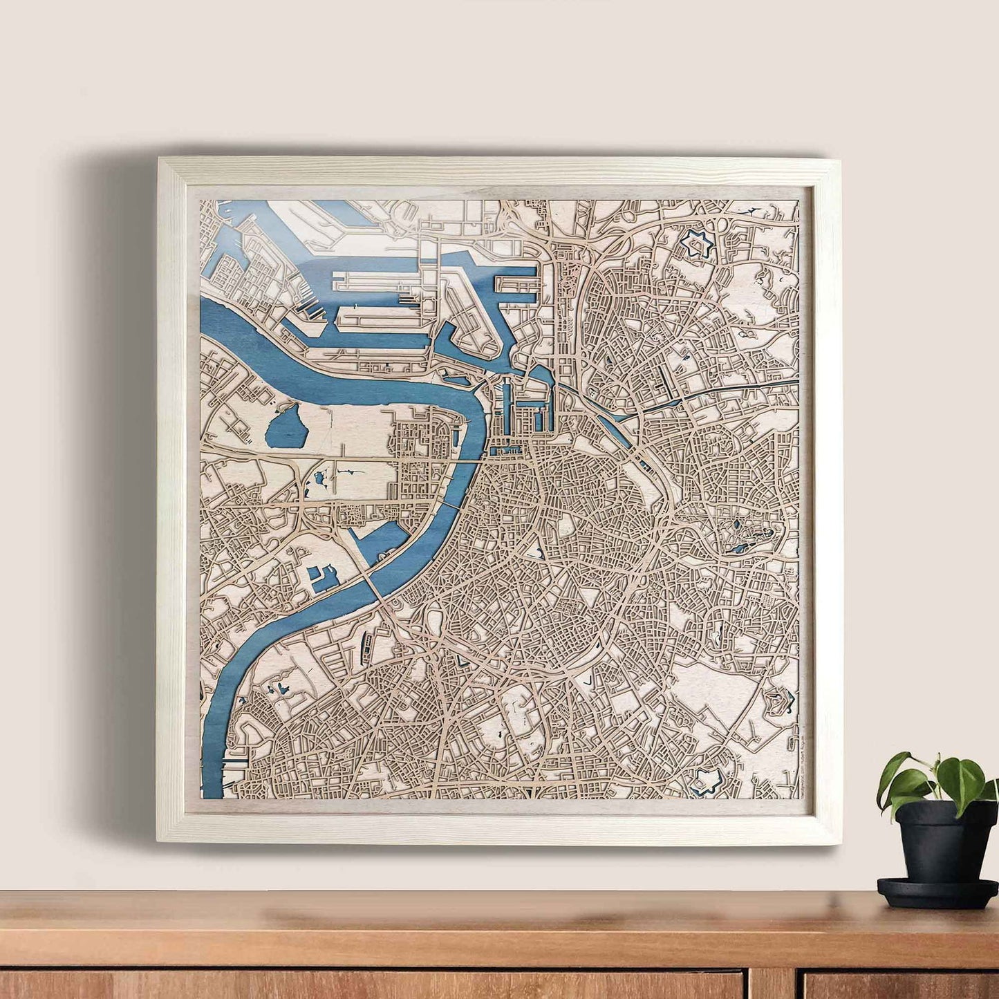 Antwerp Wooden Map by CityWood - Custom Wood Map Art - Unique Laser Cut Engraved - Anniversary Gift