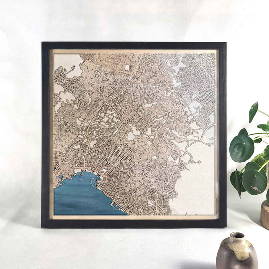 Athens Wooden Map by CityWood - Custom Wood Map Art - Unique Laser Cut Engraved - Anniversary Gift