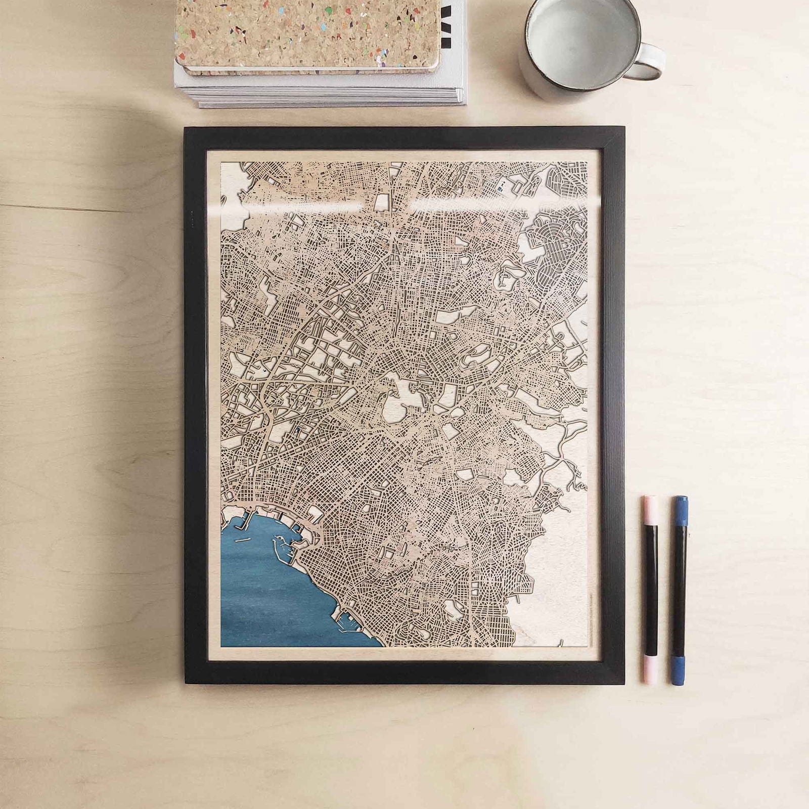 Athens Wooden Map by CityWood - Custom Wood Map Art - Unique Laser Cut Engraved - Anniversary Gift