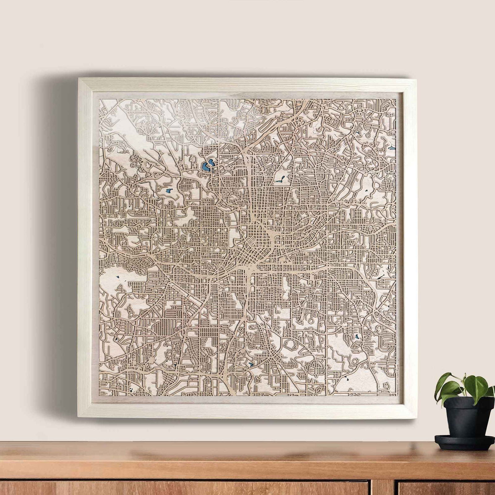 Atlanta Wooden Map by CityWood - Custom Wood Map Art - Unique Laser Cut Engraved - Anniversary Gift