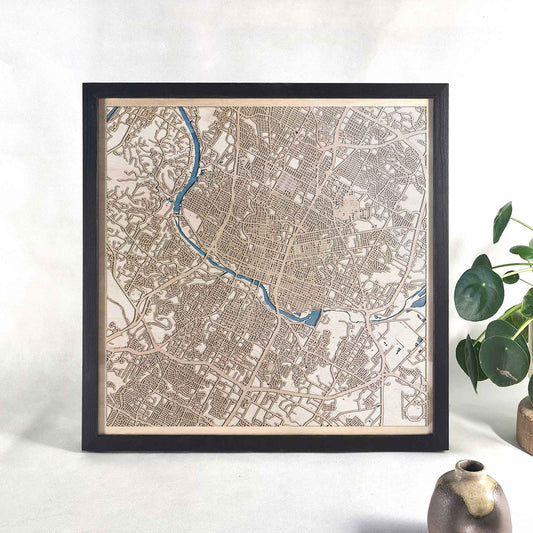 Austin Wooden Map by CityWood - Custom Wood Map Art - Unique Laser Cut Engraved - Anniversary Gift