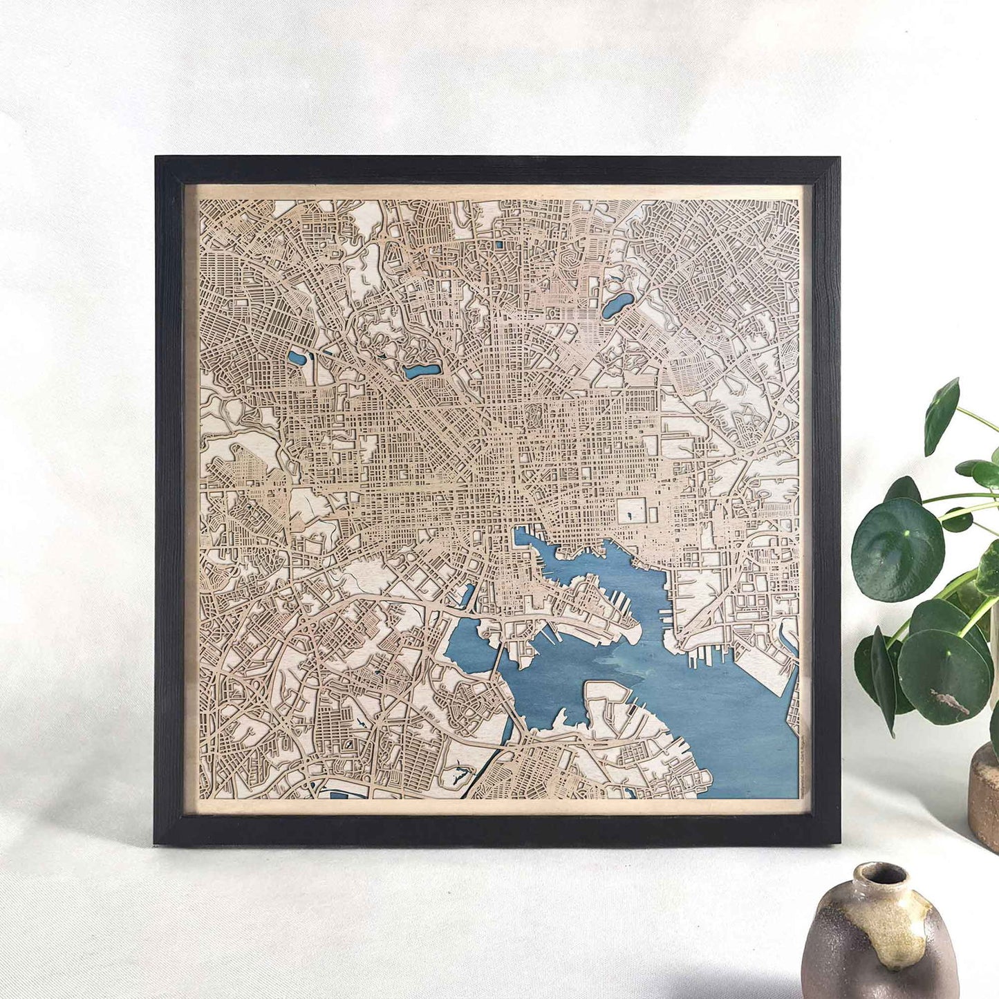 Baltimore Wooden Map by CityWood - Custom Wood Map Art - Unique Laser Cut Engraved - Anniversary Gift