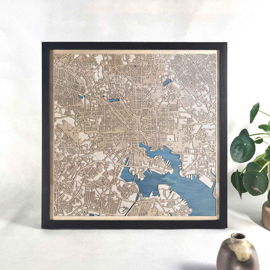 Baltimore Wooden Map by CityWood - Custom Wood Map Art - Unique Laser Cut Engraved - Anniversary Gift