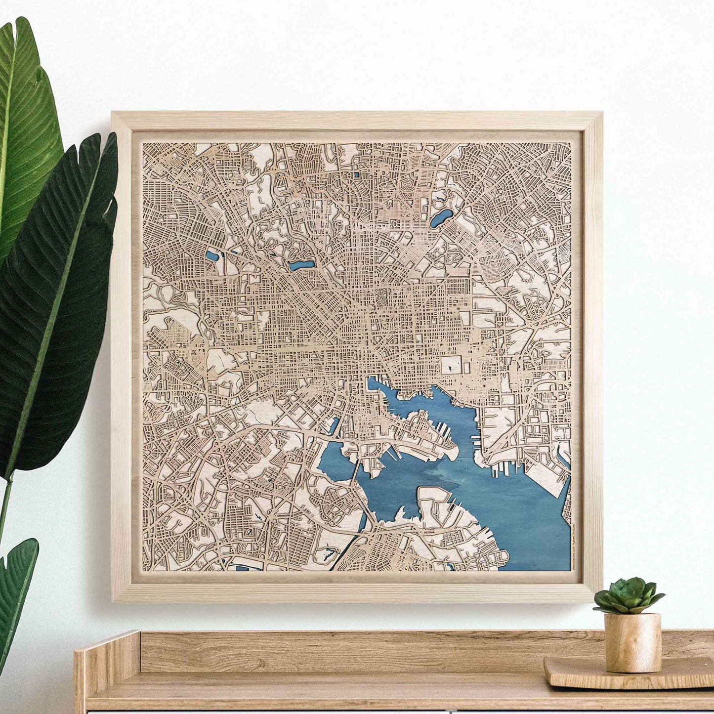Baltimore Wooden Map by CityWood - Custom Wood Map Art - Unique Laser Cut Engraved - Anniversary Gift