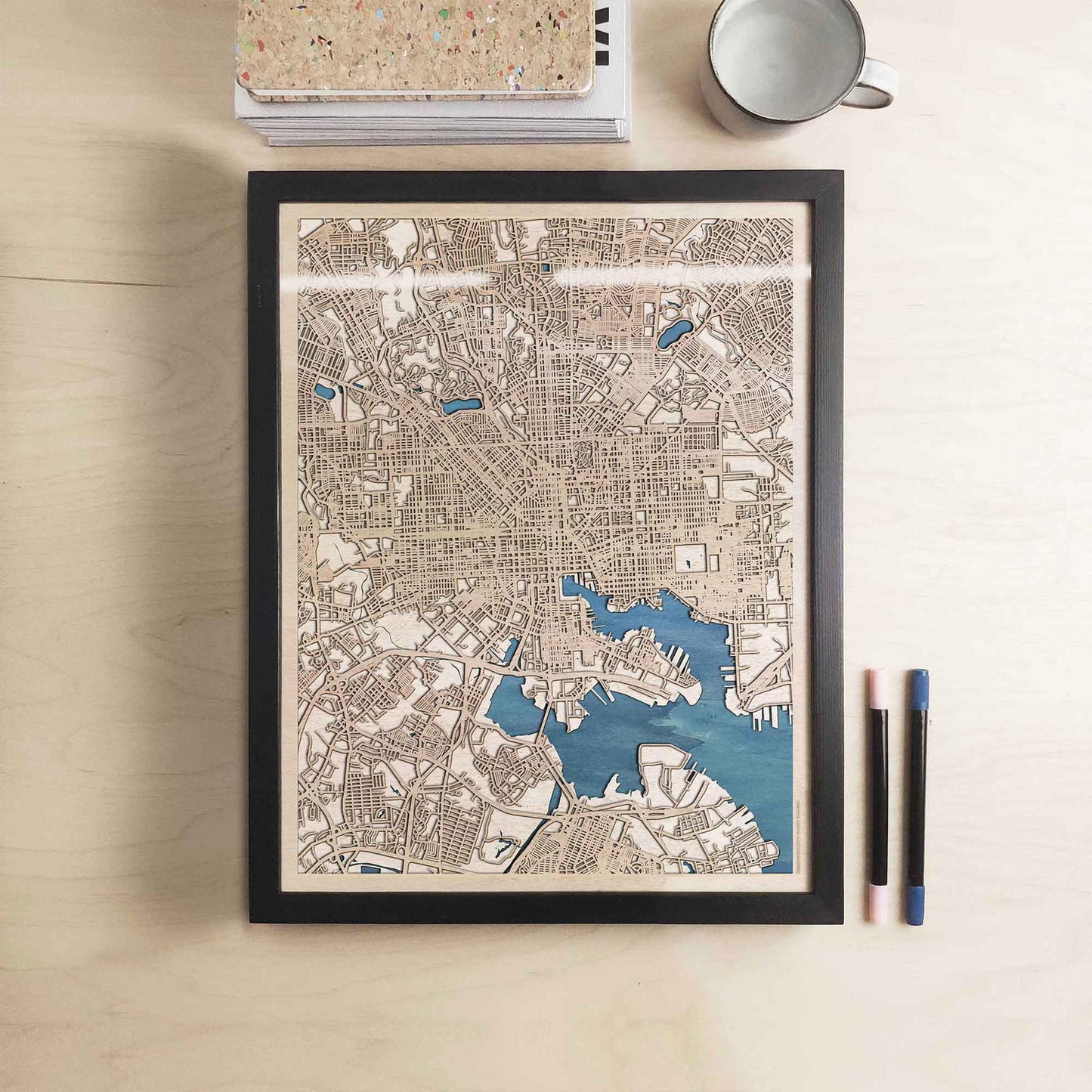 Baltimore Wooden Map by CityWood - Custom Wood Map Art - Unique Laser Cut Engraved - Anniversary Gift