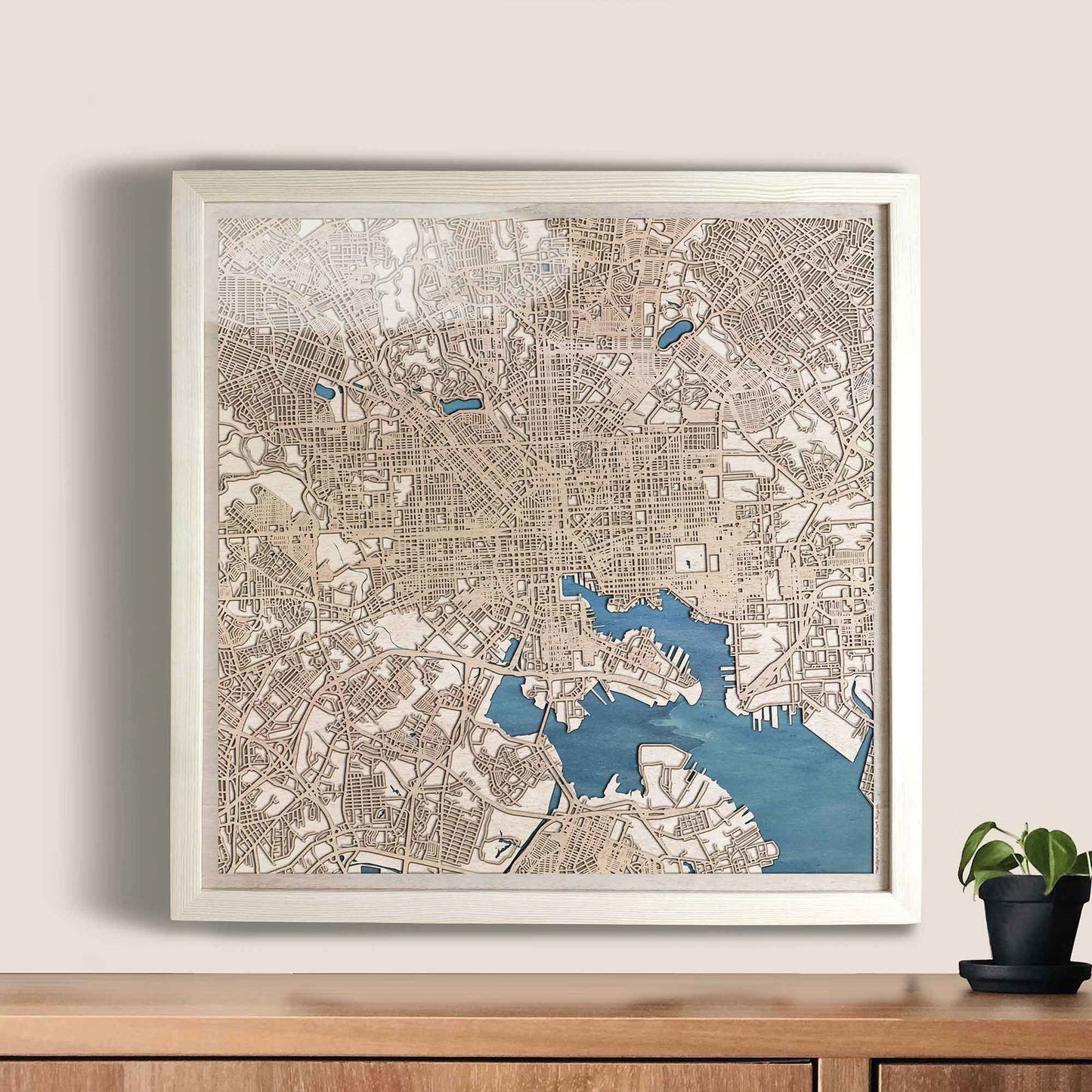 Baltimore Wooden Map by CityWood - Custom Wood Map Art - Unique Laser Cut Engraved - Anniversary Gift
