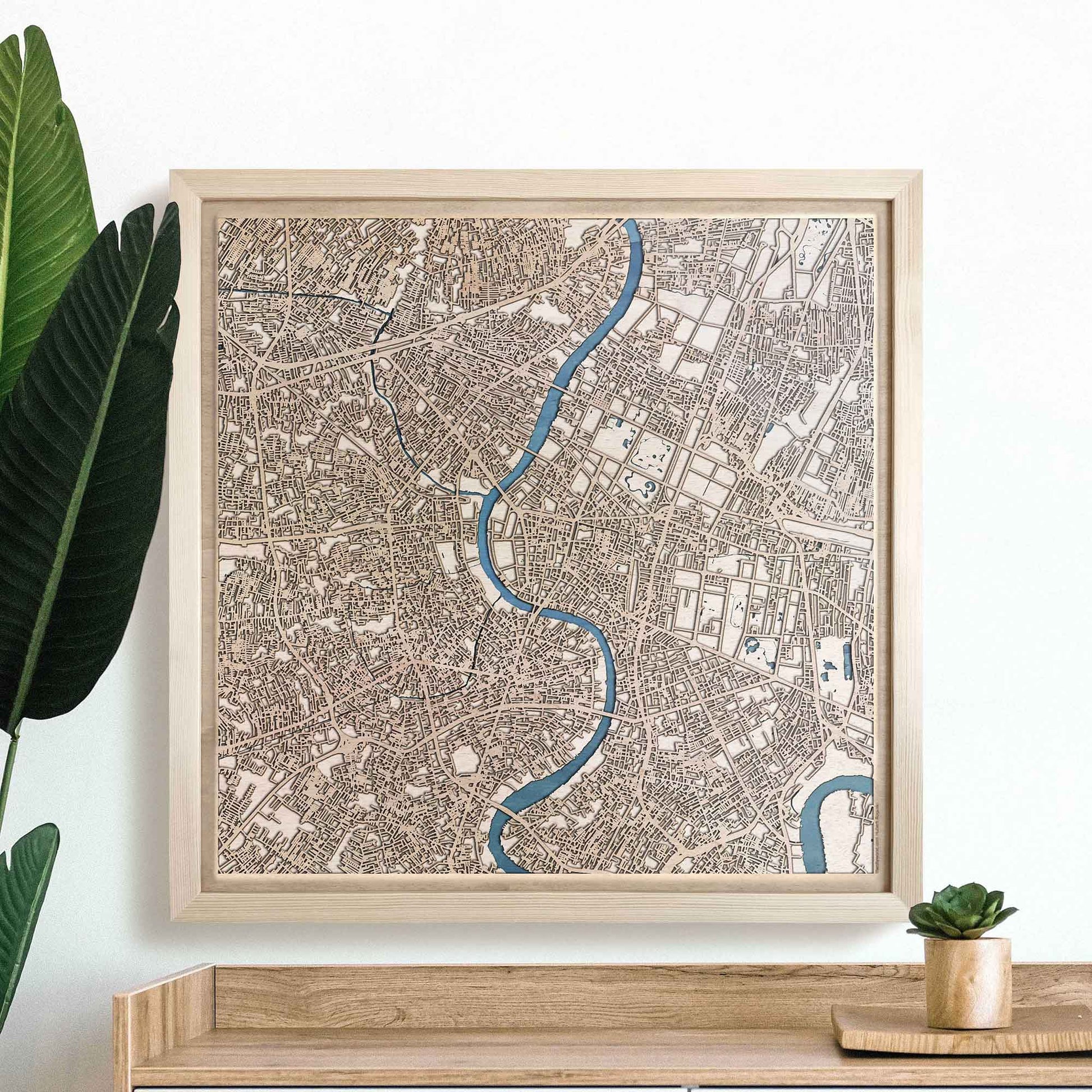 Bangkok Wooden Map by CityWood - Custom Wood Map Art - Unique Laser Cut Engraved - Anniversary Gift
