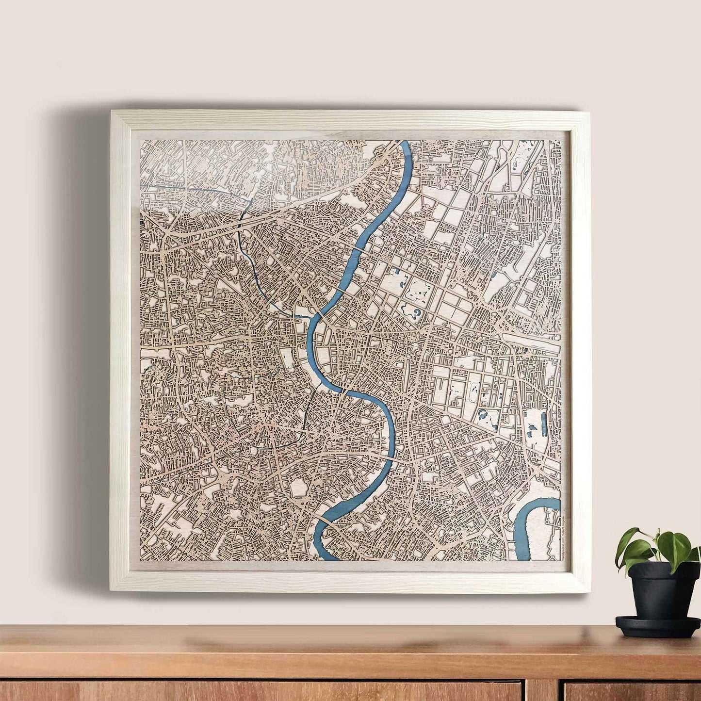Bangkok Wooden Map by CityWood - Custom Wood Map Art - Unique Laser Cut Engraved - Anniversary Gift