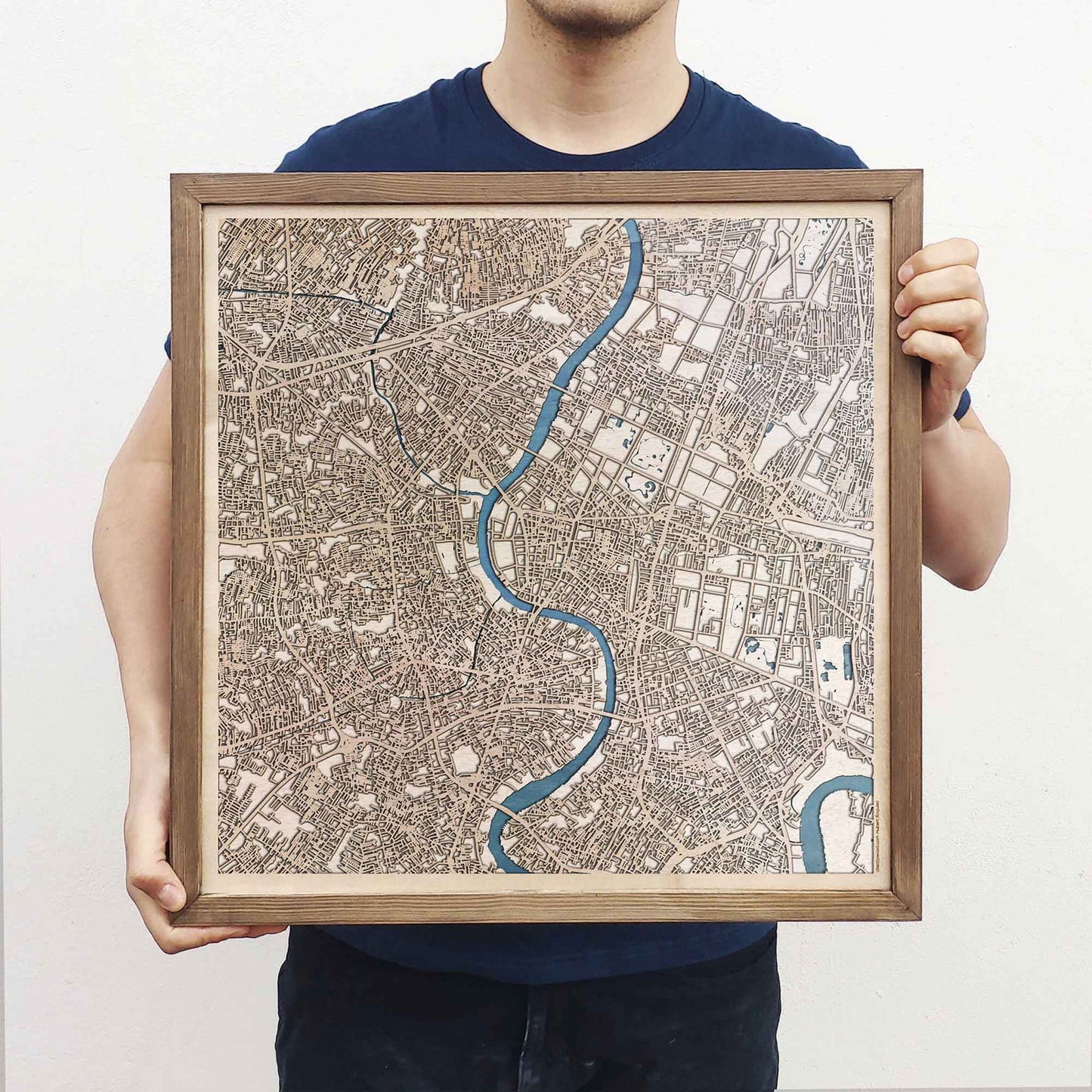 Bangkok Wooden Map by CityWood - Custom Wood Map Art - Unique Laser Cut Engraved - Anniversary Gift