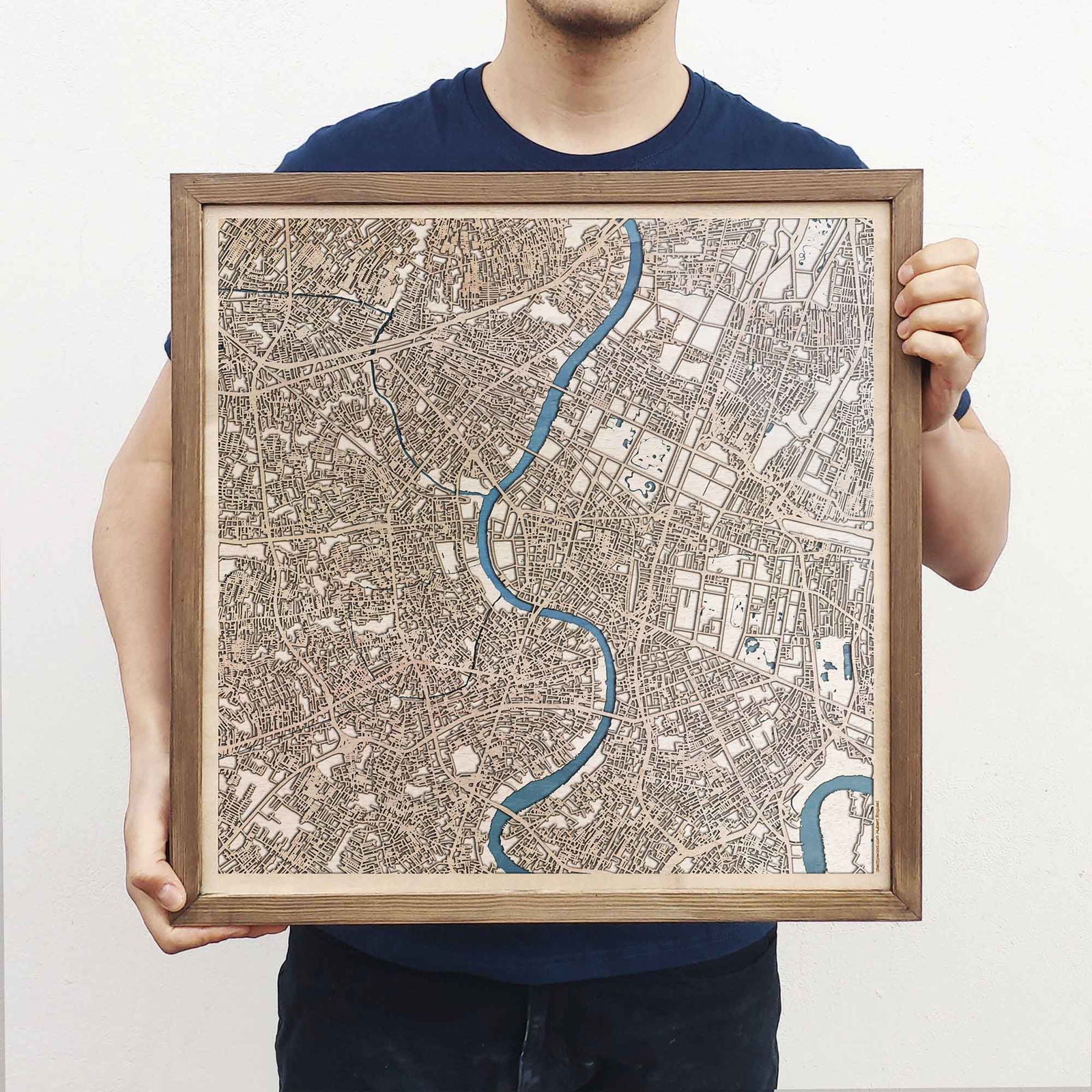 Bangkok Wooden Map by CityWood - Custom Wood Map Art - Unique Laser Cut Engraved - Anniversary Gift