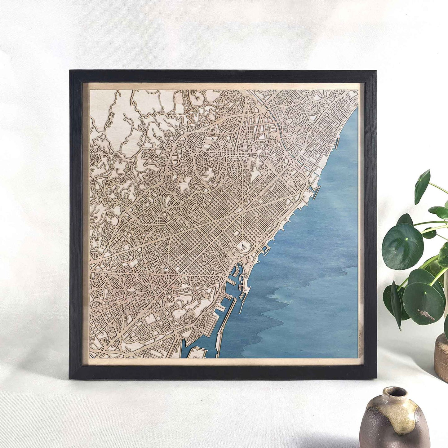 Barcelona Wooden Map by CityWood - Custom Wood Map Art - Unique Laser Cut Engraved - Anniversary Gift