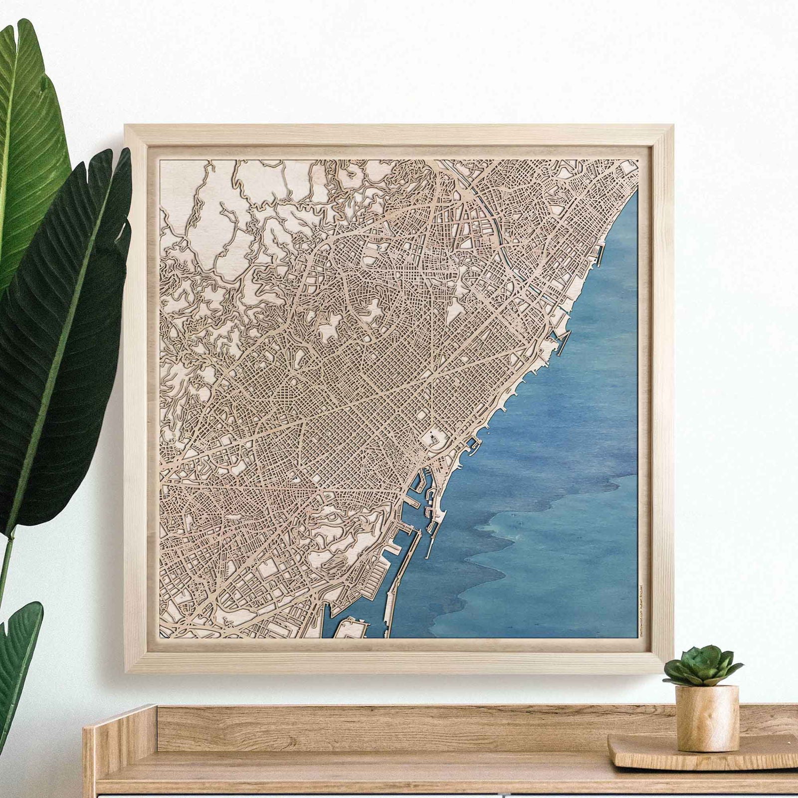 Barcelona Wooden Map by CityWood - Custom Wood Map Art - Unique Laser Cut Engraved - Anniversary Gift