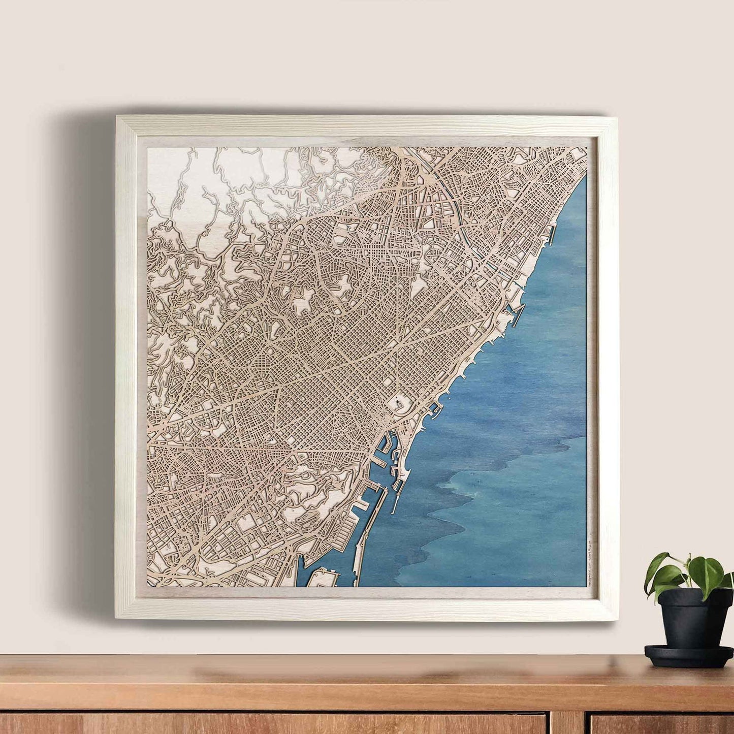 Barcelona Wooden Map by CityWood - Custom Wood Map Art - Unique Laser Cut Engraved - Anniversary Gift