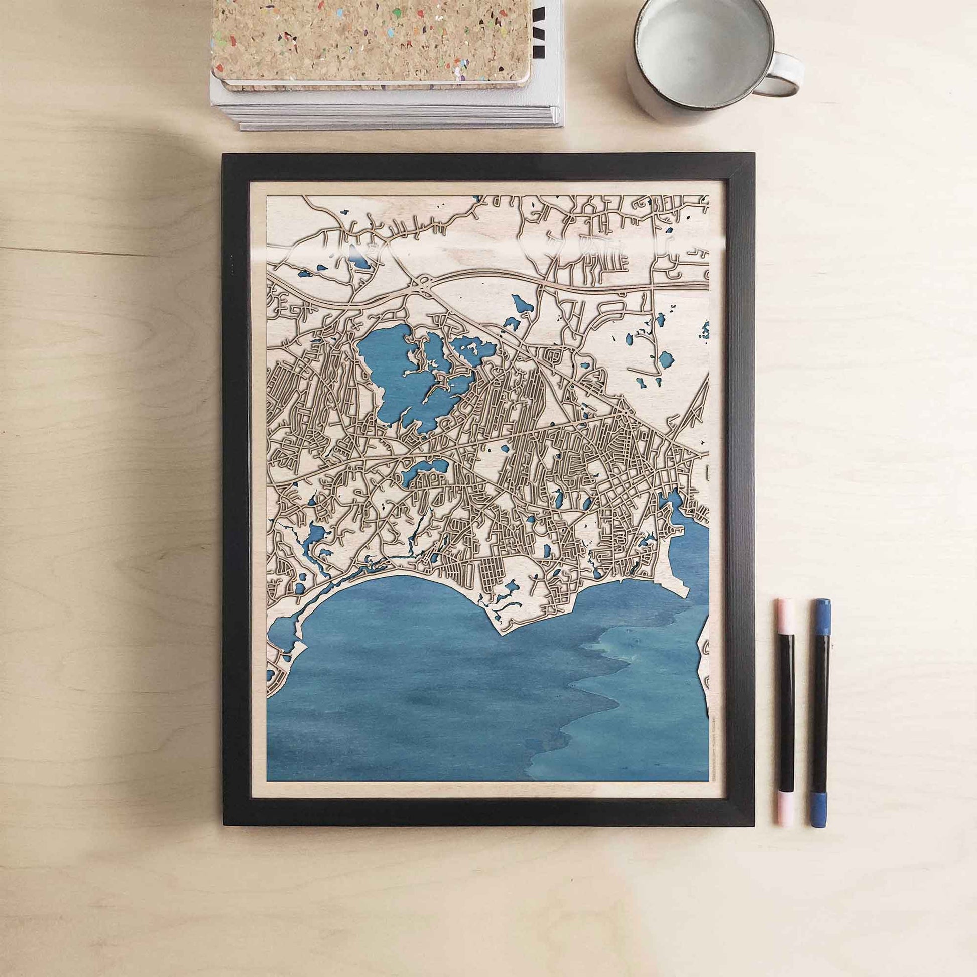 Barnstable Wooden Map by CityWood - Custom Wood Map Art - Unique Laser Cut Engraved - Anniversary Gift