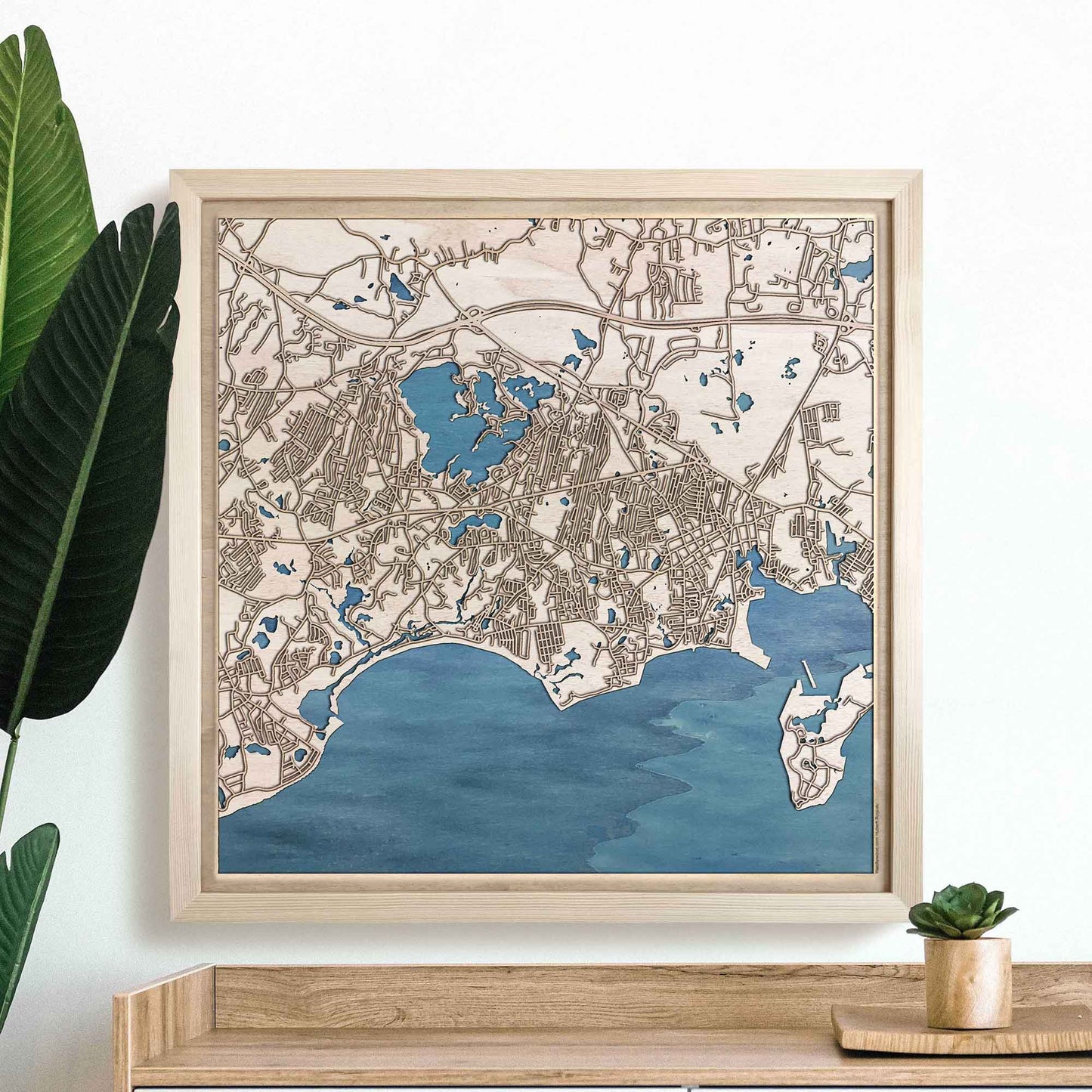 Barnstable Wooden Map by CityWood - Custom Wood Map Art - Unique Laser Cut Engraved - Anniversary Gift