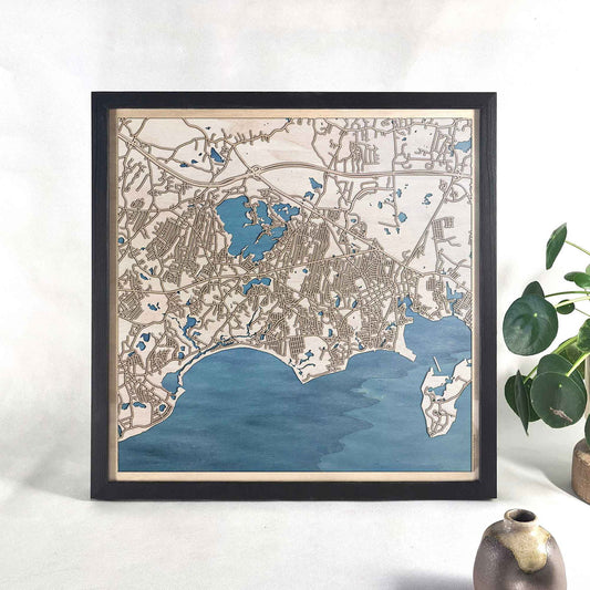 Barnstable Wooden Map by CityWood - Custom Wood Map Art - Unique Laser Cut Engraved - Anniversary Gift