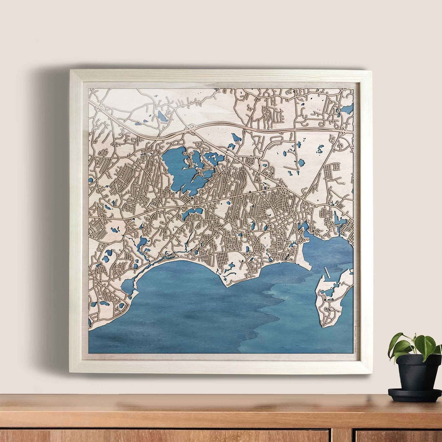 Barnstable Wooden Map by CityWood - Custom Wood Map Art - Unique Laser Cut Engraved - Anniversary Gift