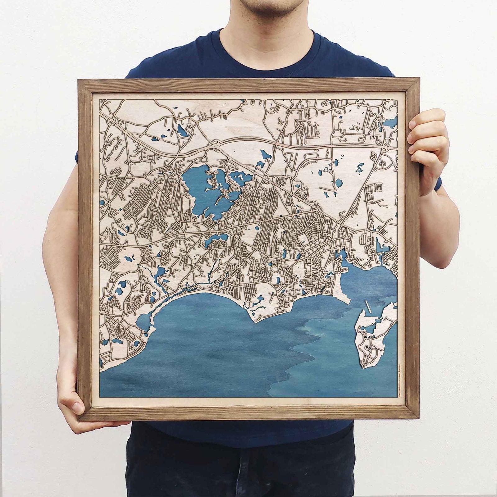 Barnstable Wooden Map by CityWood - Custom Wood Map Art - Unique Laser Cut Engraved - Anniversary Gift