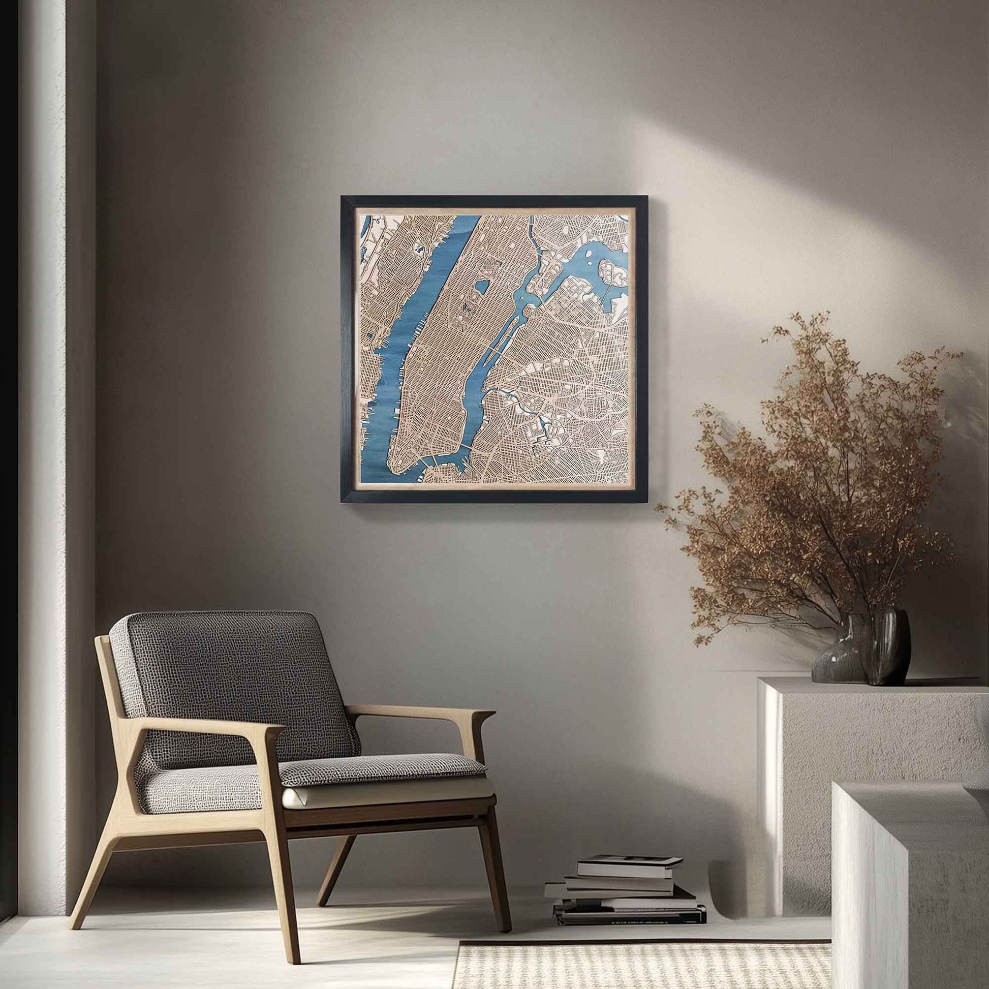 Beautifully crafted New York wood map gift, ideal for any occasion.